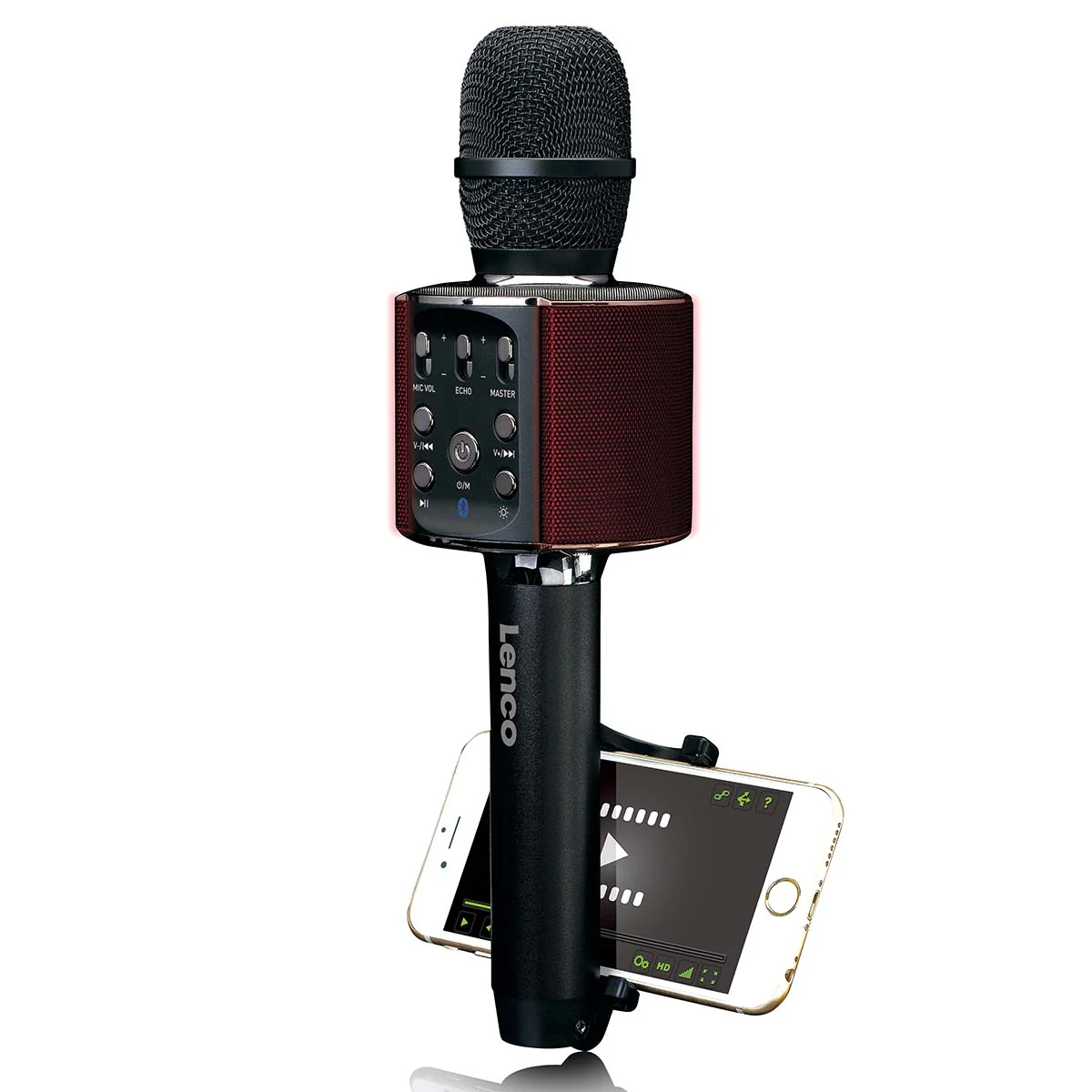 Lenco BMC-090BK - Microphone Bluetooth® pour karaoké avec enceinte et éclairage - Noir - Image 4