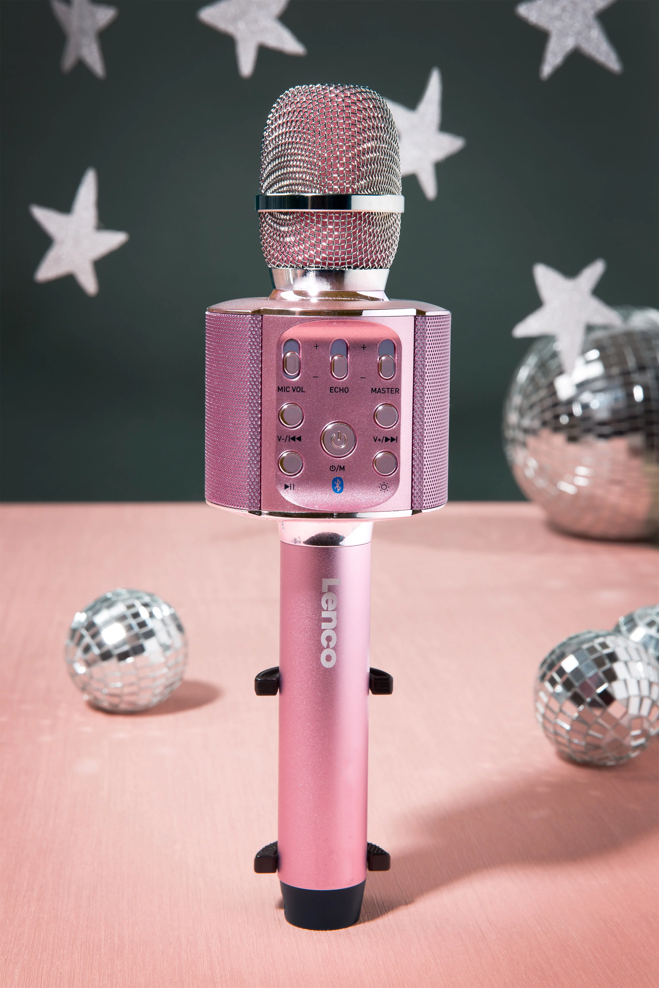 Lenco BMC-090PK - Microphone Bluetooth® pour karaoké avec enceinte et éclairage - Rose - Image 14