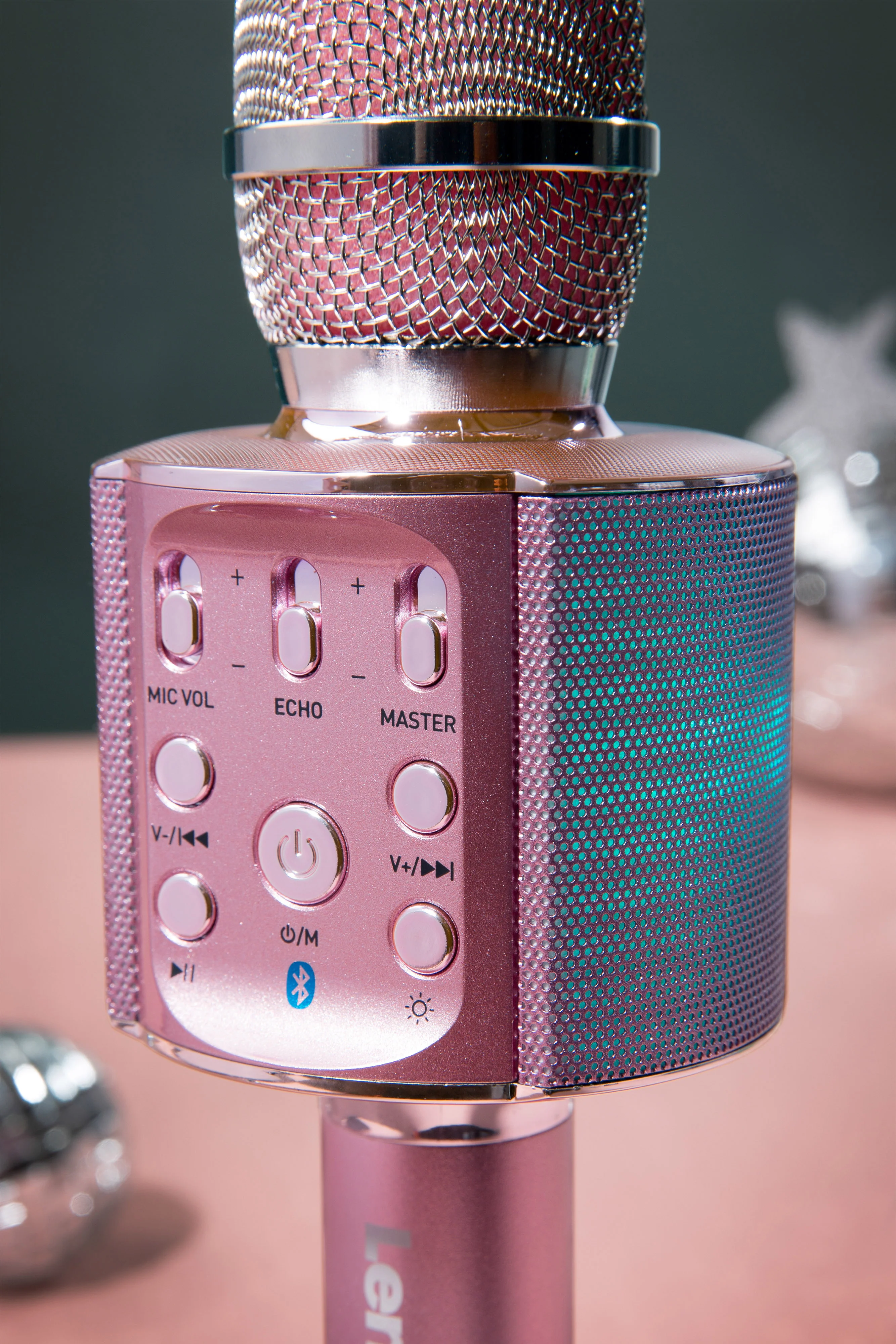 Lenco BMC-090PK - Microphone Bluetooth® pour karaoké avec enceinte et éclairage - Rose - Image 7