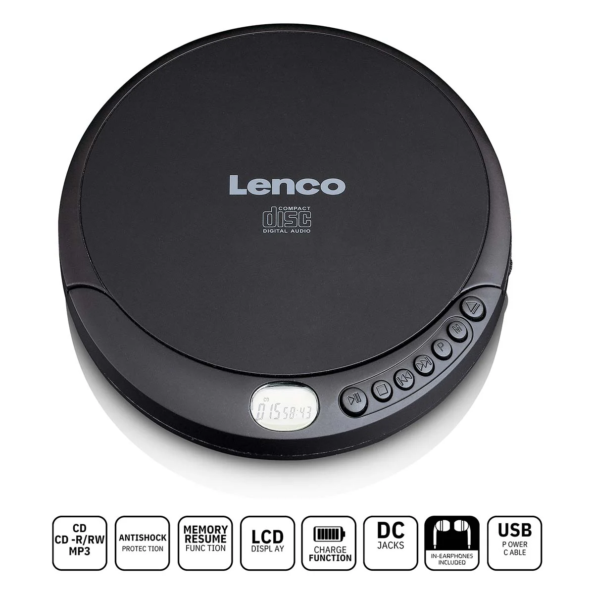 Lenco CD-010 - Lecteur CD portable avec fonction de rechargement - Noir - Image 8