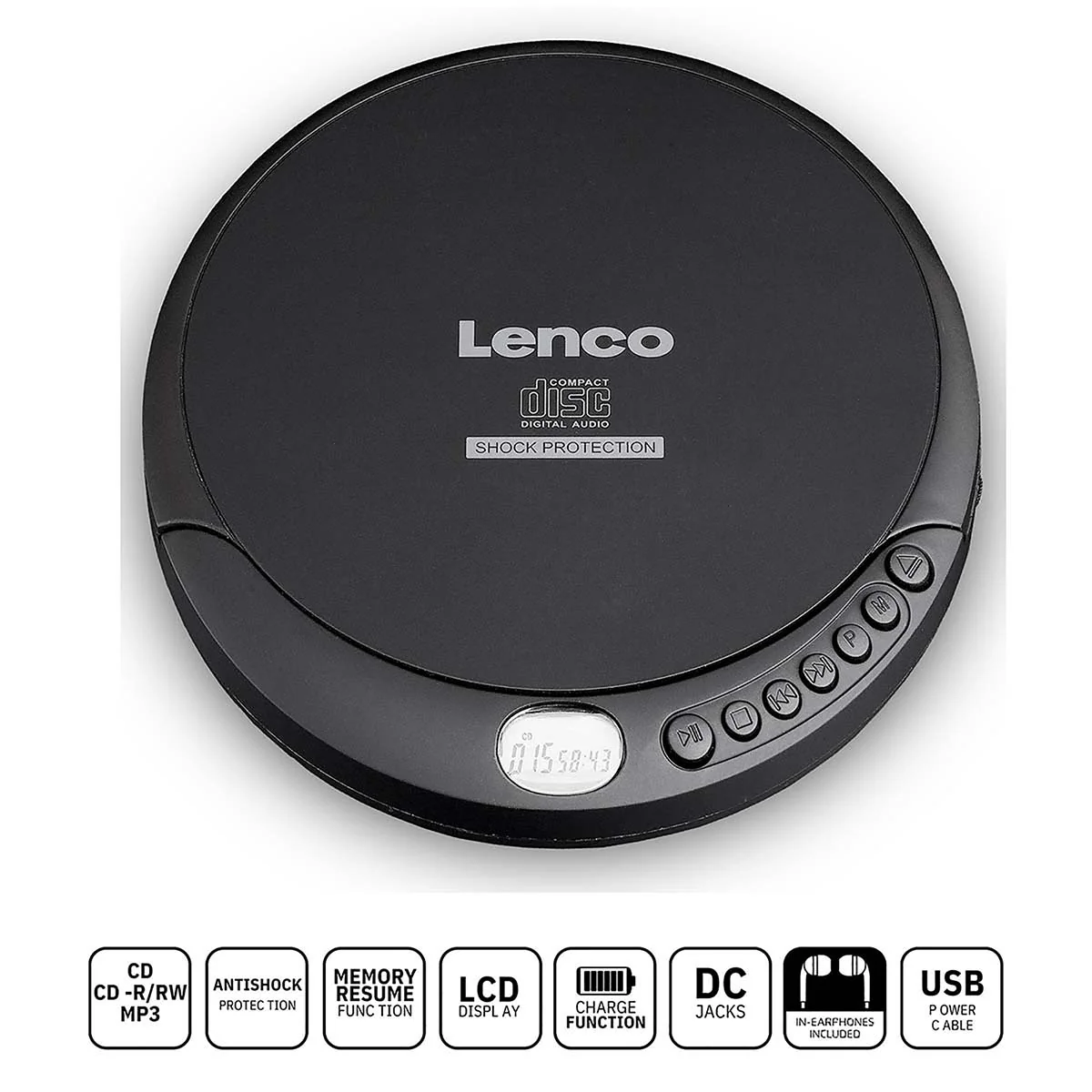 Lenco CD-200 - Lecteur CD portable avec protection contre les chocs - Noir - Image 10