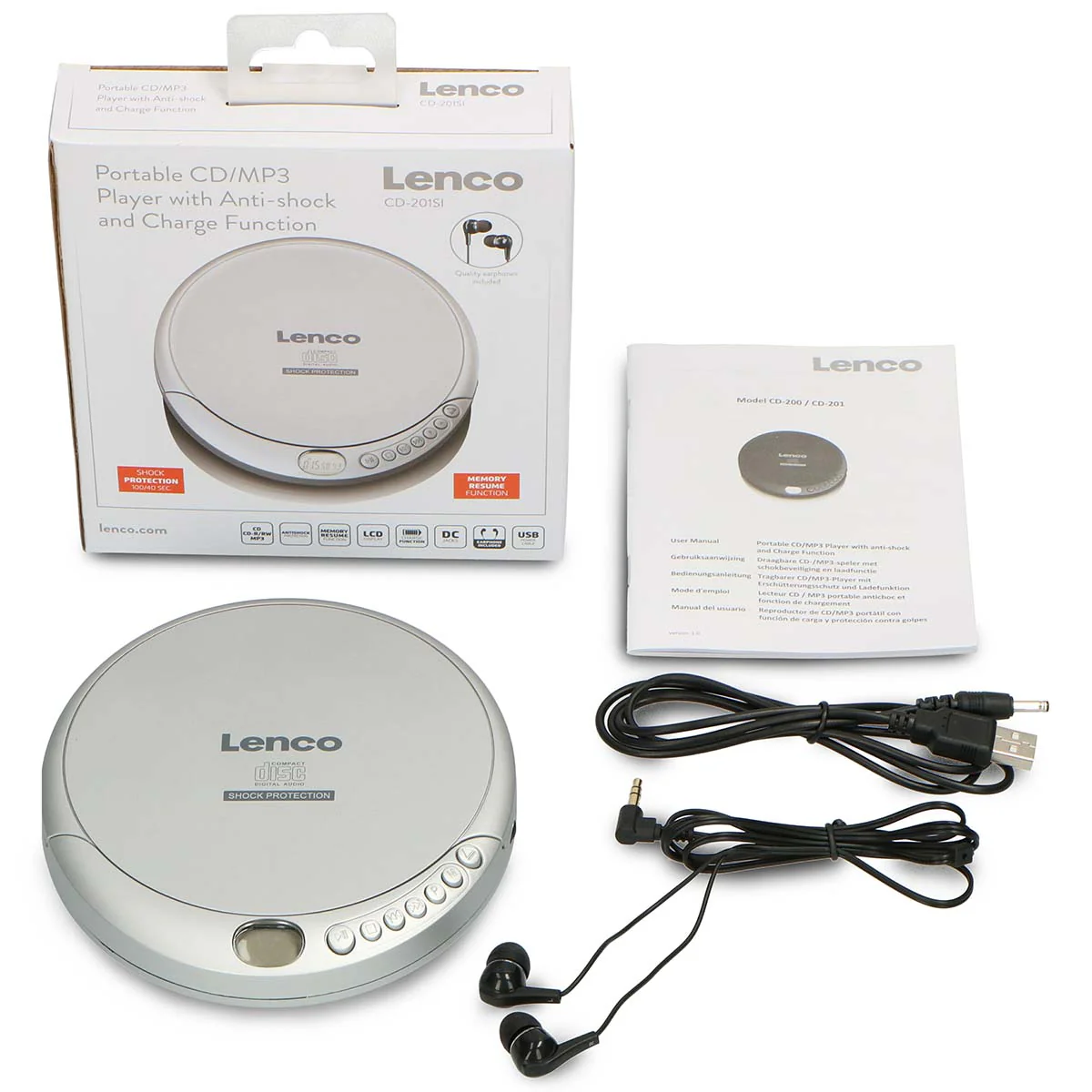 Lenco CD-201SI - Lecteur CD portable avec protection contre les chocs - Argent - Image 14