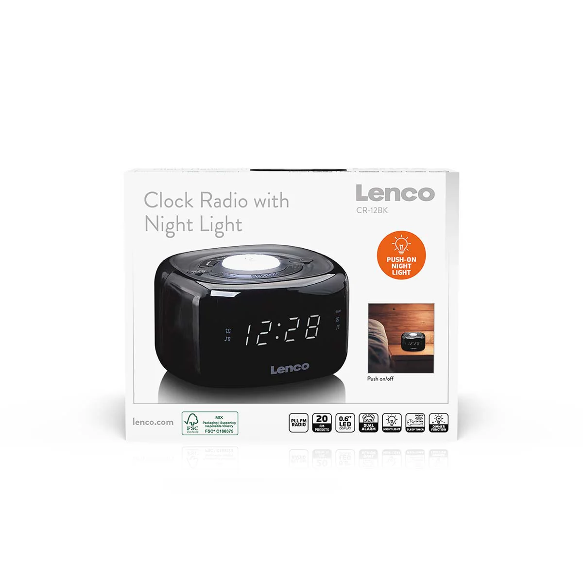 Lenco CR-12BK - Radio-réveil FM avec veilleuse - Noir - Image 9