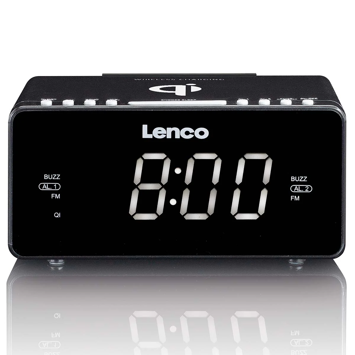 Lenco CR-550SI - Radio-réveil FM stéréo avec USB et chargeur de smartphone sans fil Qi - Argent - Image 4