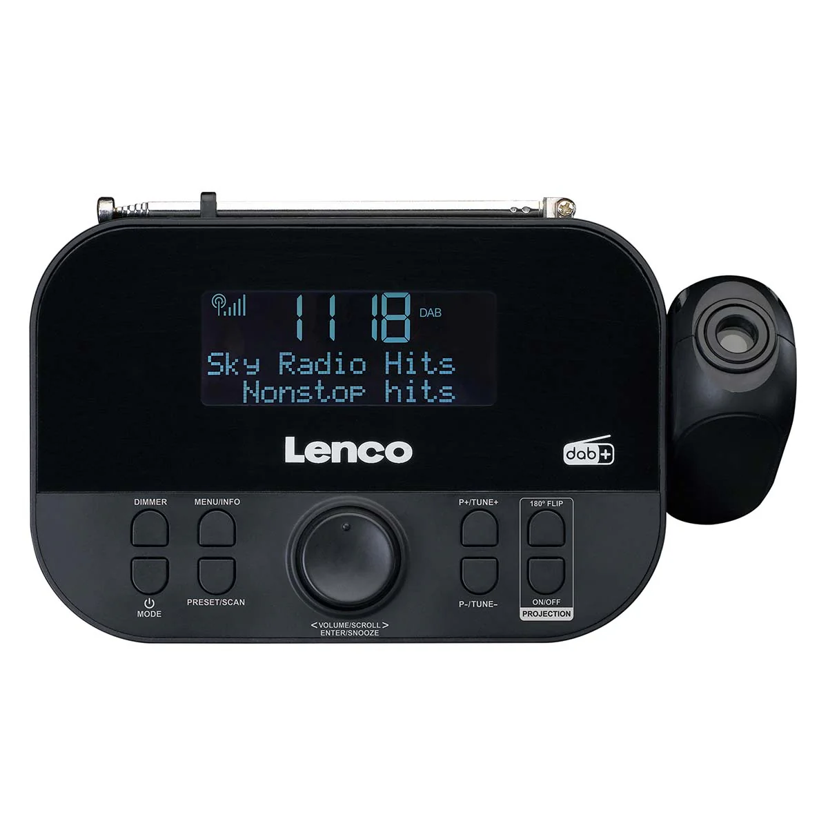 Lenco CR-615BK - Radio-réveil DAB+/FM avec projection de l'heure - Noir - Image 3