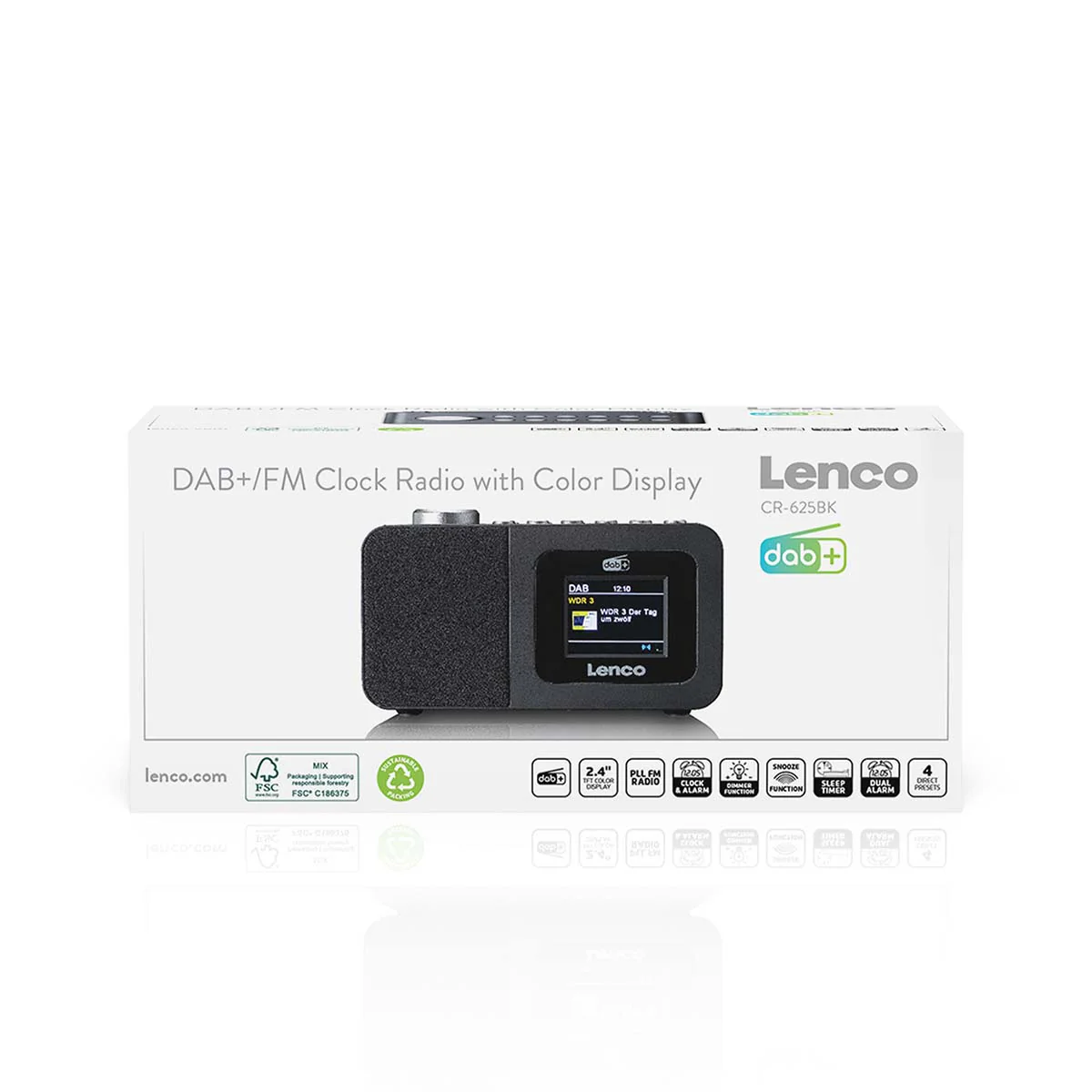 Lenco CR-625BK - Radio réveil DAB+/FM avec écran couleur, mise en veille programmable et fonction double alarme - Noir - Image 10