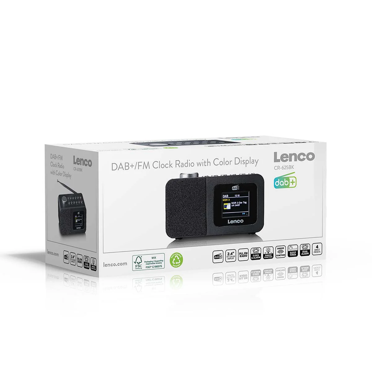 Lenco CR-625BK - Radio réveil DAB+/FM avec écran couleur, mise en veille programmable et fonction double alarme - Noir - Image 12
