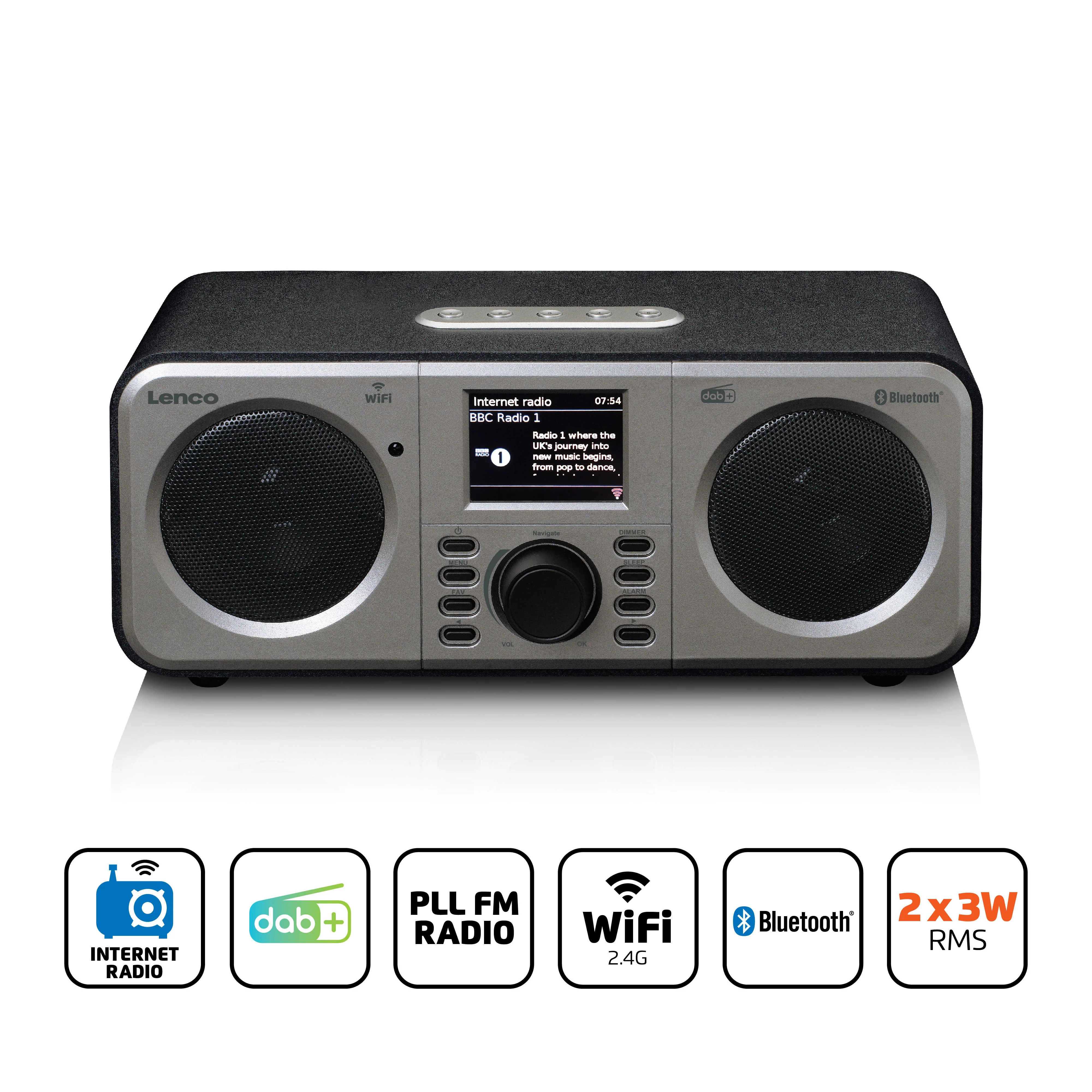 Lenco DIR-140BK - Radio Internet stéréo avec DAB+/FM et Bluetooth® - Noir - Image 3