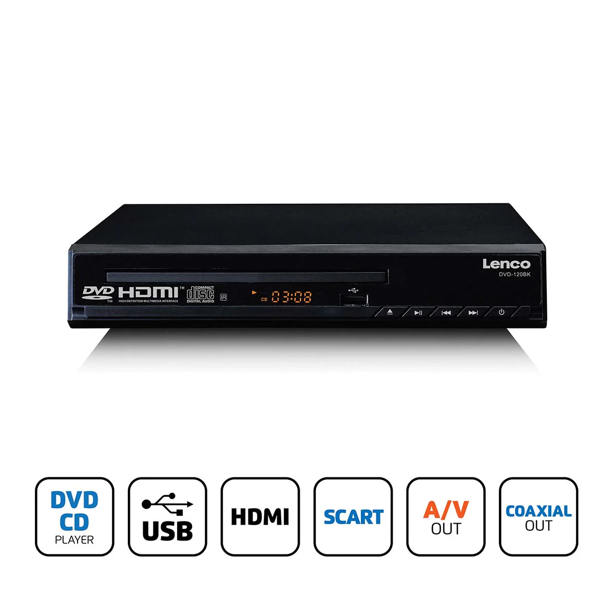 Lenco DVD-120BK - Lecteur DVD avec HDMI et télécommande - Image 8