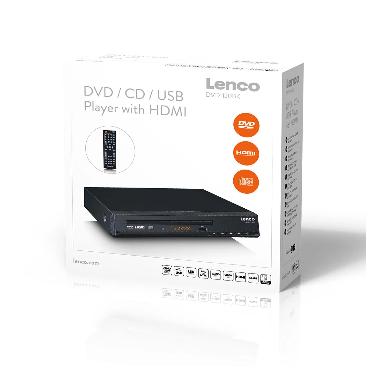 Lenco DVD-120BK - Lecteur DVD avec HDMI et télécommande - Image 9