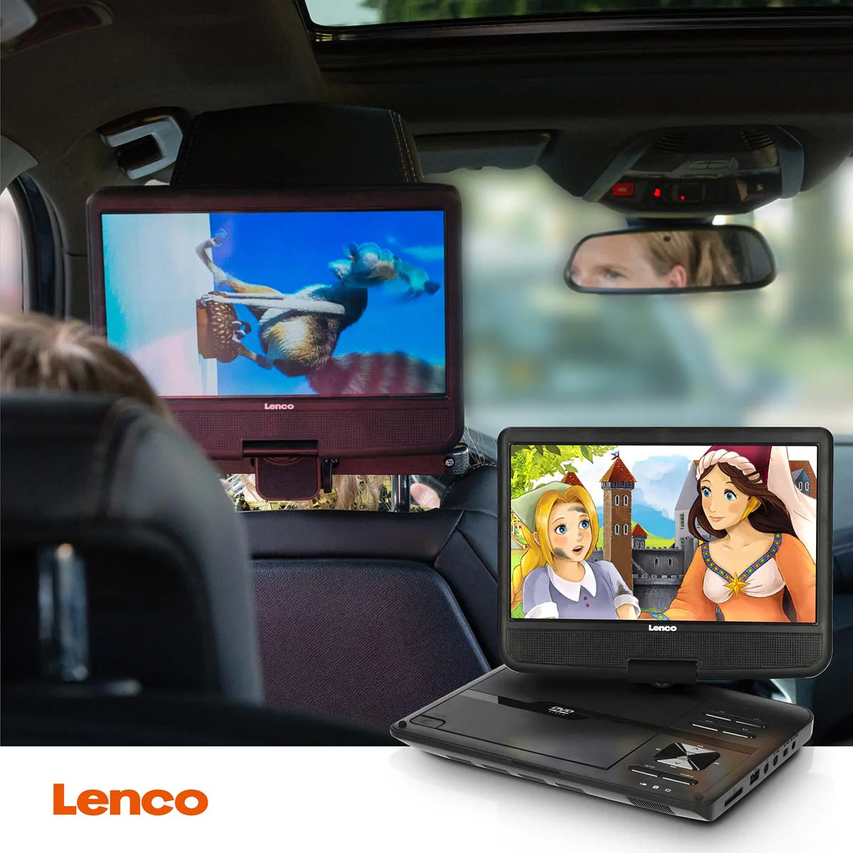 Lenco DVP-1010BK - Lecteur DVD portable de 10 pouces avec connexion USB, casque et dispositif de suspension - Image 15