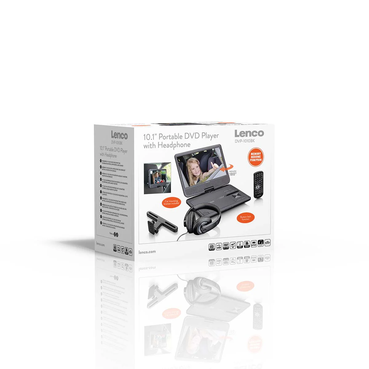 Lenco DVP-1010BK - Lecteur DVD portable de 10 pouces avec connexion USB, casque et dispositif de suspension - Image 18