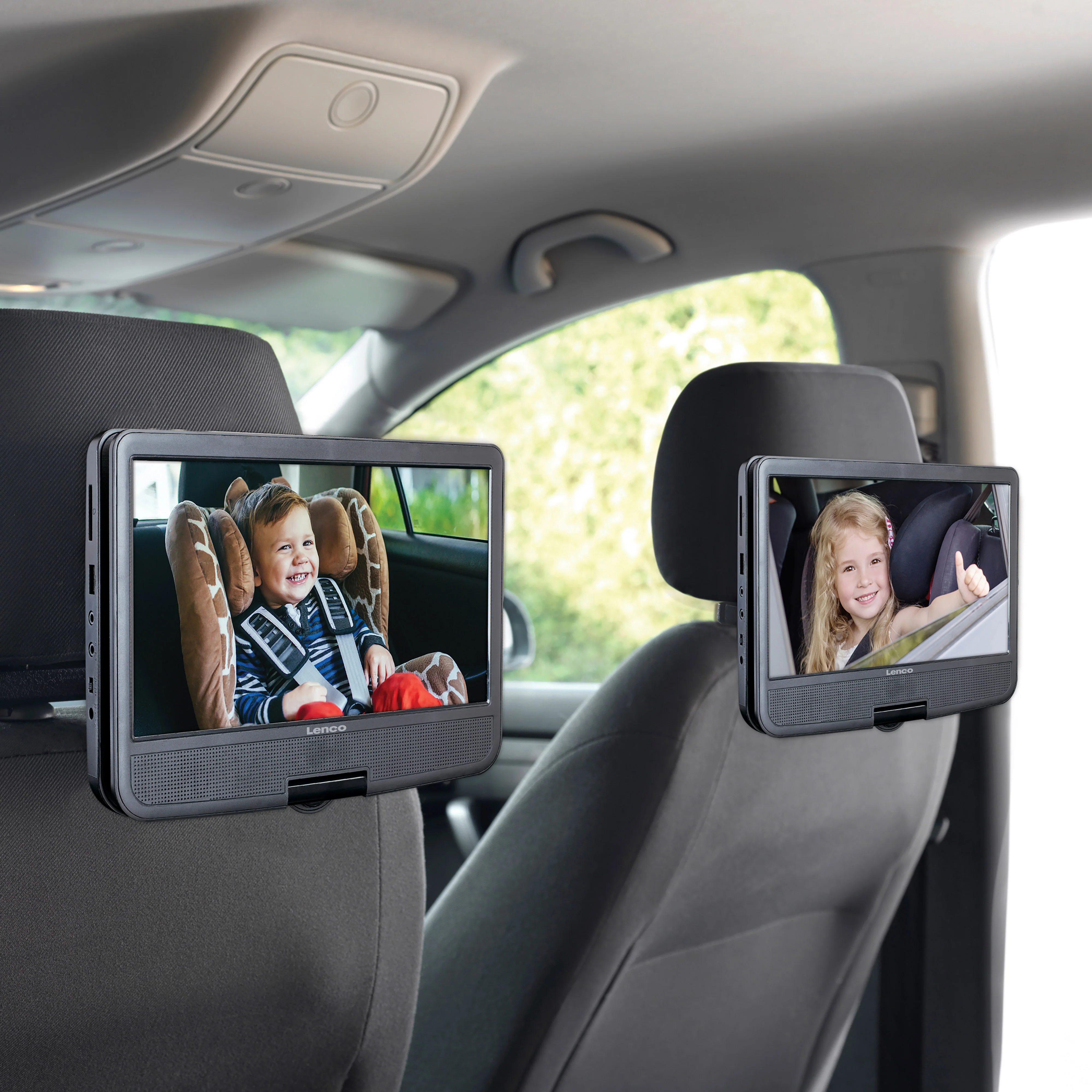 Lenco DVP-1046BK - Deux lecteurs DVD portables de 10 pouces avec batterie rechargeable, deux casques et deux supports de montage pour la voiture - Noir - Image 10