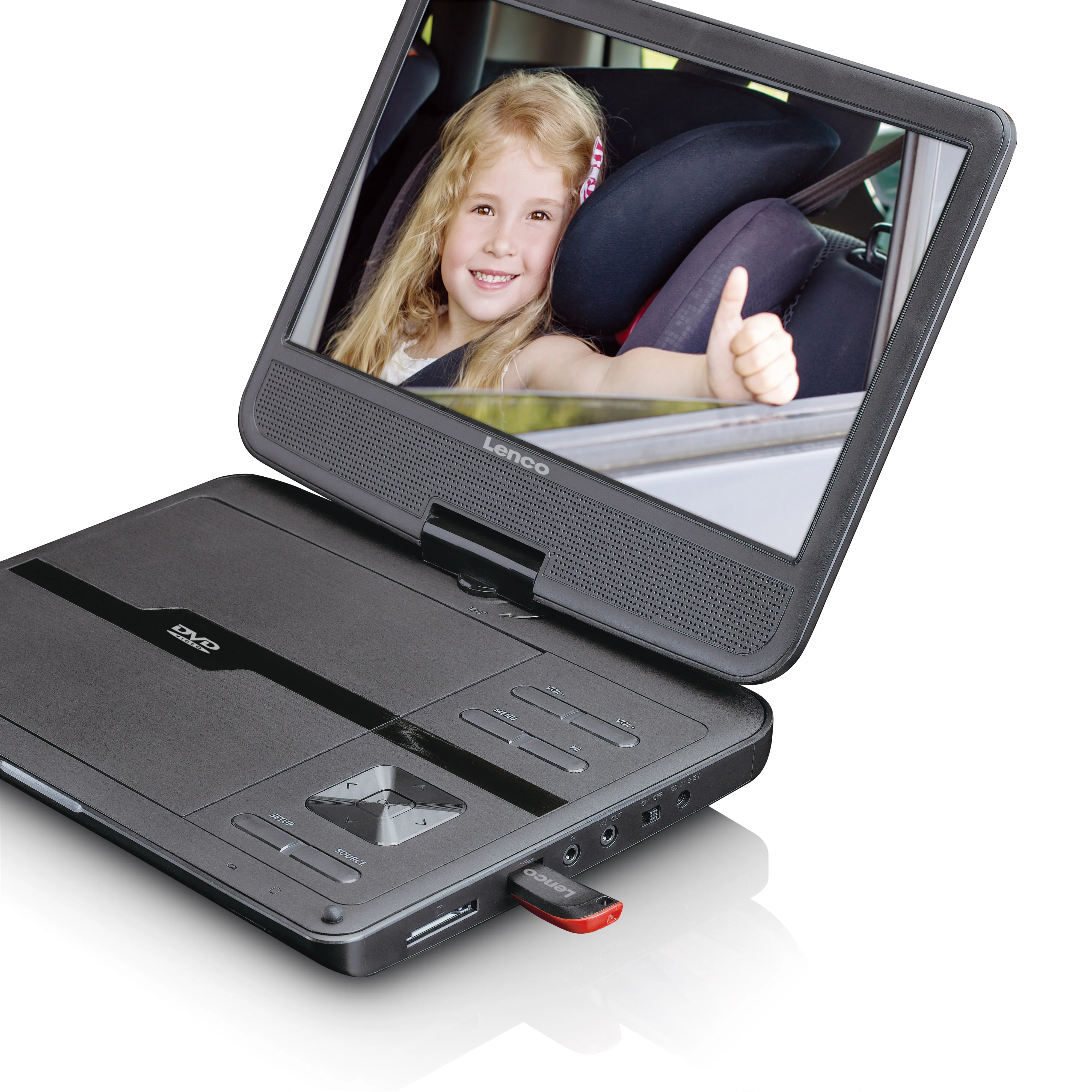 Lenco DVP-1046BK - Deux lecteurs DVD portables de 10 pouces avec batterie rechargeable, deux casques et deux supports de montage pour la voiture - Noir - Image 8