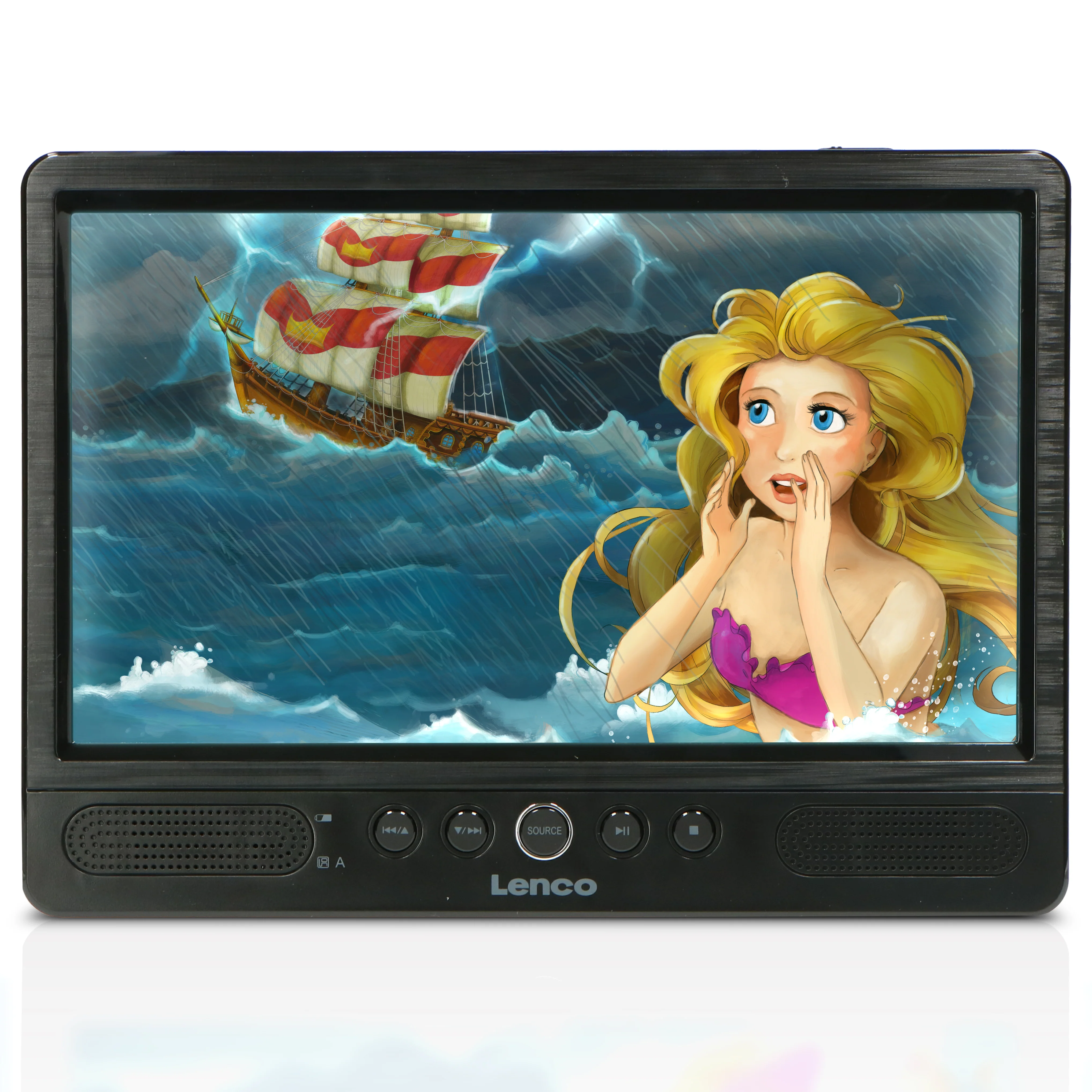 Lenco DVP-1045 - lecteur DVD portable 2 x 10 pouces avec connexion USB, emplacement pour carte SD, pile intégrée, deux casques et deux supports - Noir - Image 7