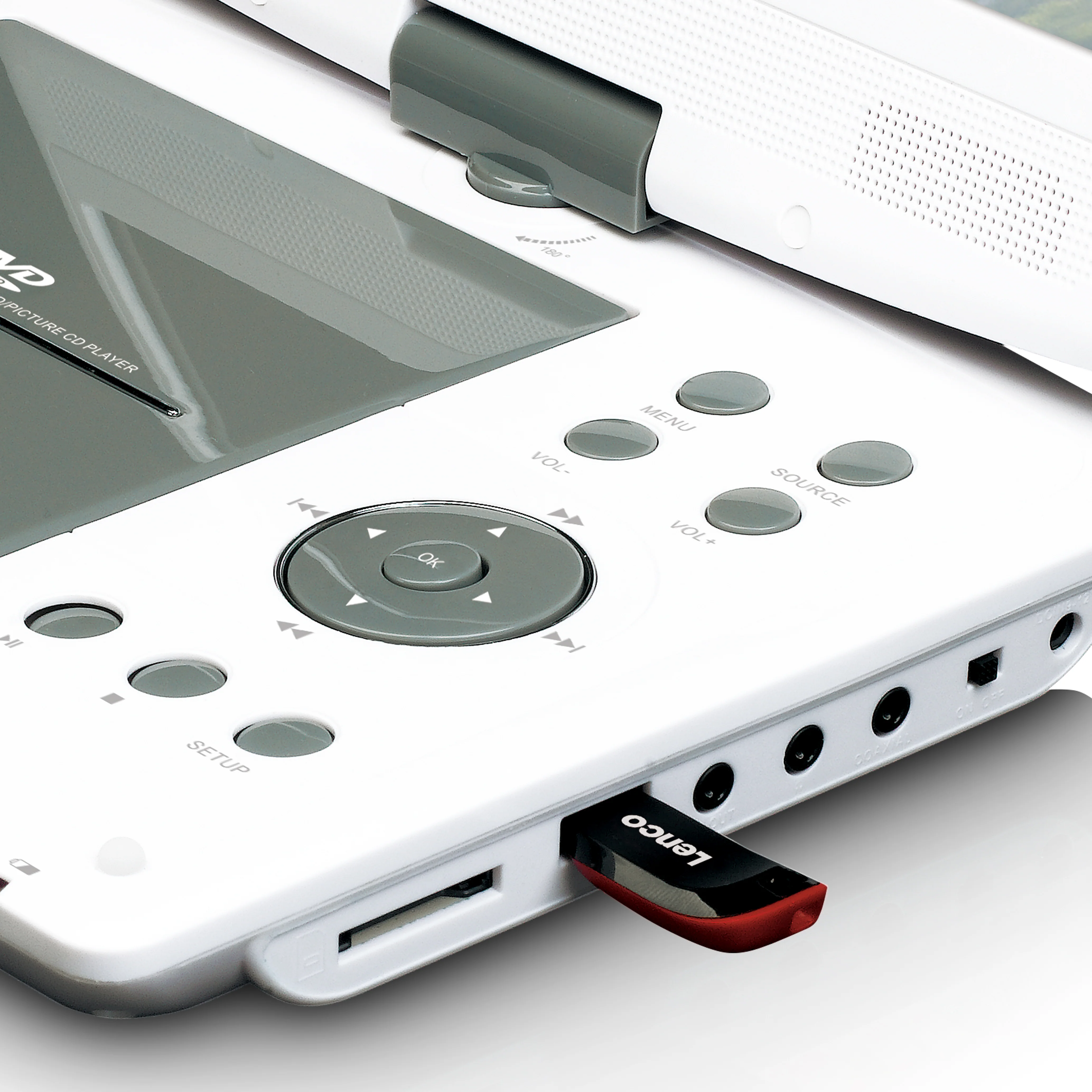 Lenco DVP-1063WH - Lecteur DVD portable 10 pouces avec récepteur DVB T2 HD - Blanc - Image 6