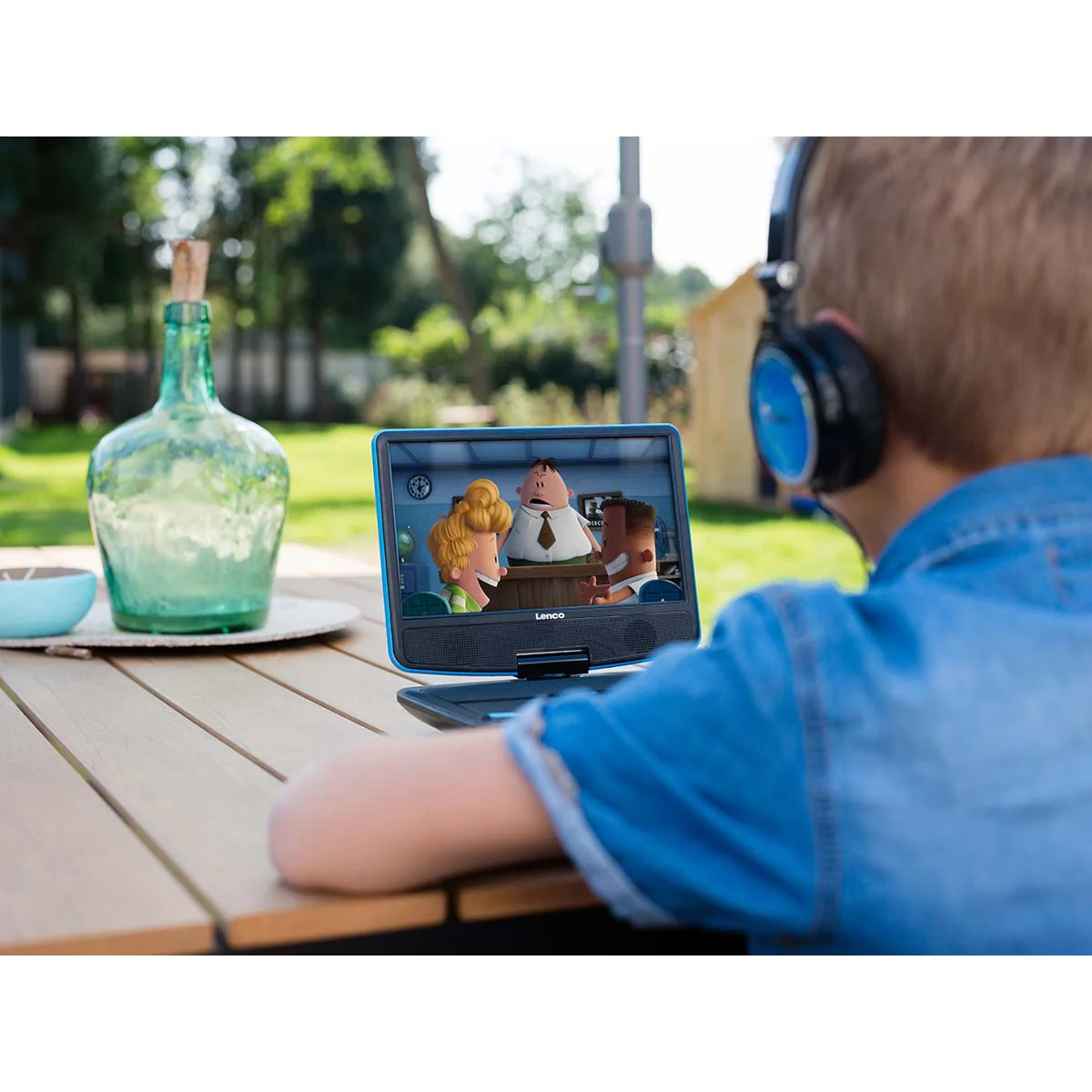 Lenco DVP-910BU - Lecteur DVD portable de 9 pouces avec casque, port USB et dispositif de suspension - Bleu/noir - Image 15