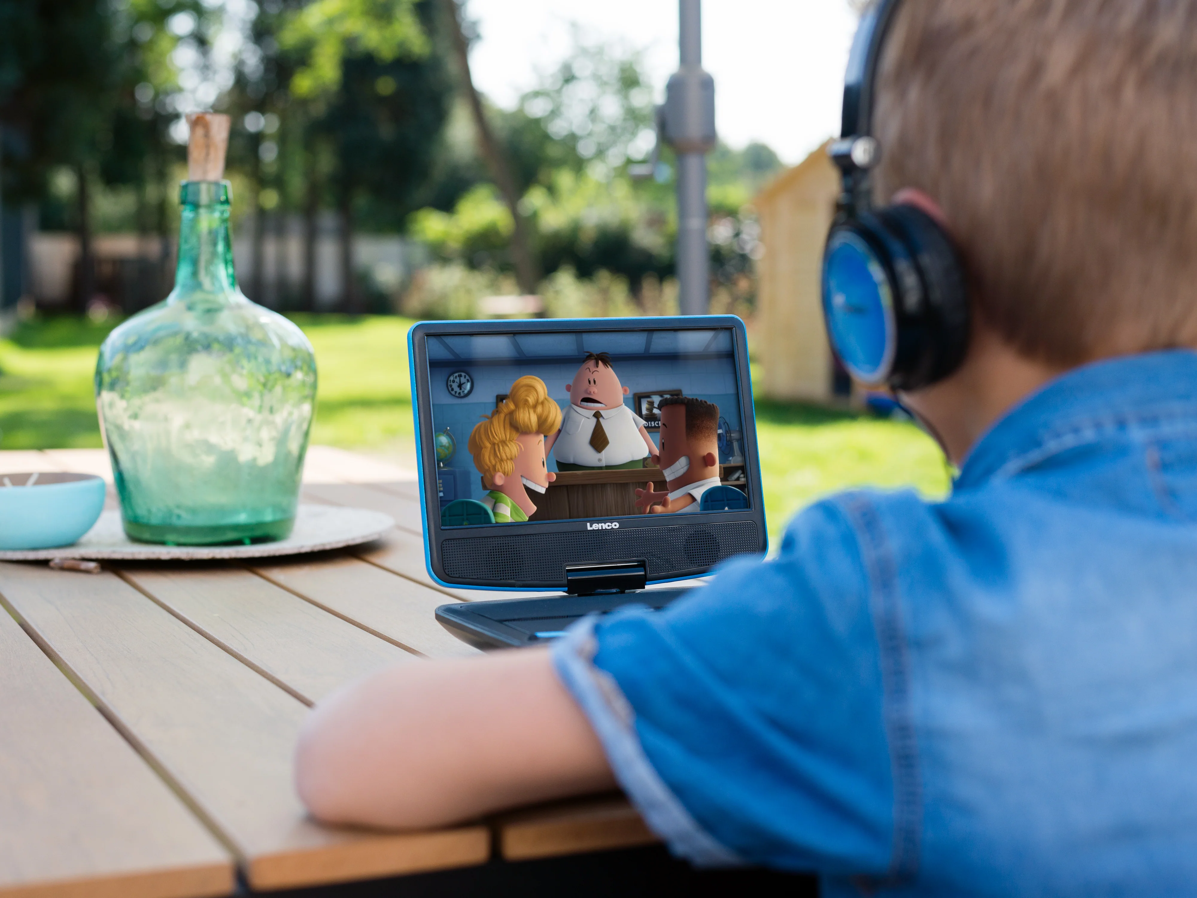 Lenco DVP-910BU - Lecteur DVD portable de 9 pouces avec casque, port USB et dispositif de suspension - Bleu/noir - Image 18