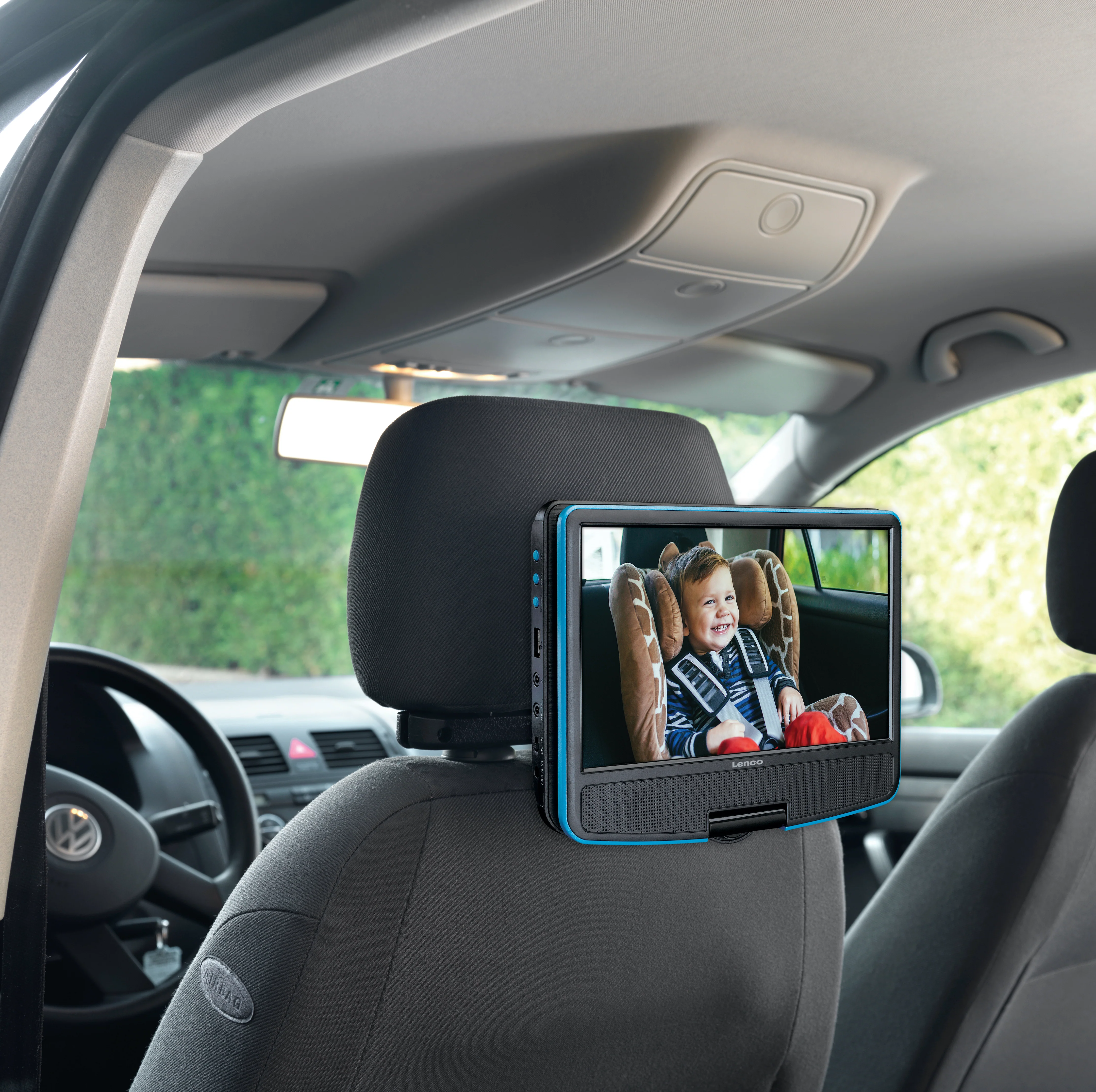 Lenco DVP-910BU - Lecteur DVD portable de 9 pouces avec casque, port USB et dispositif de suspension - Bleu/noir - Image 27