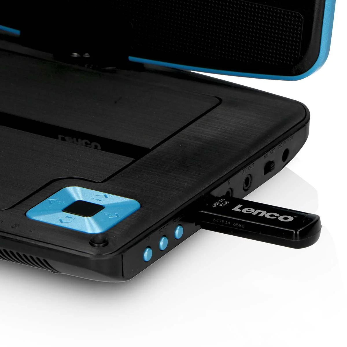 Lenco DVP-910BU - Lecteur DVD portable de 9 pouces avec casque, port USB et dispositif de suspension - Bleu/noir - Image 9