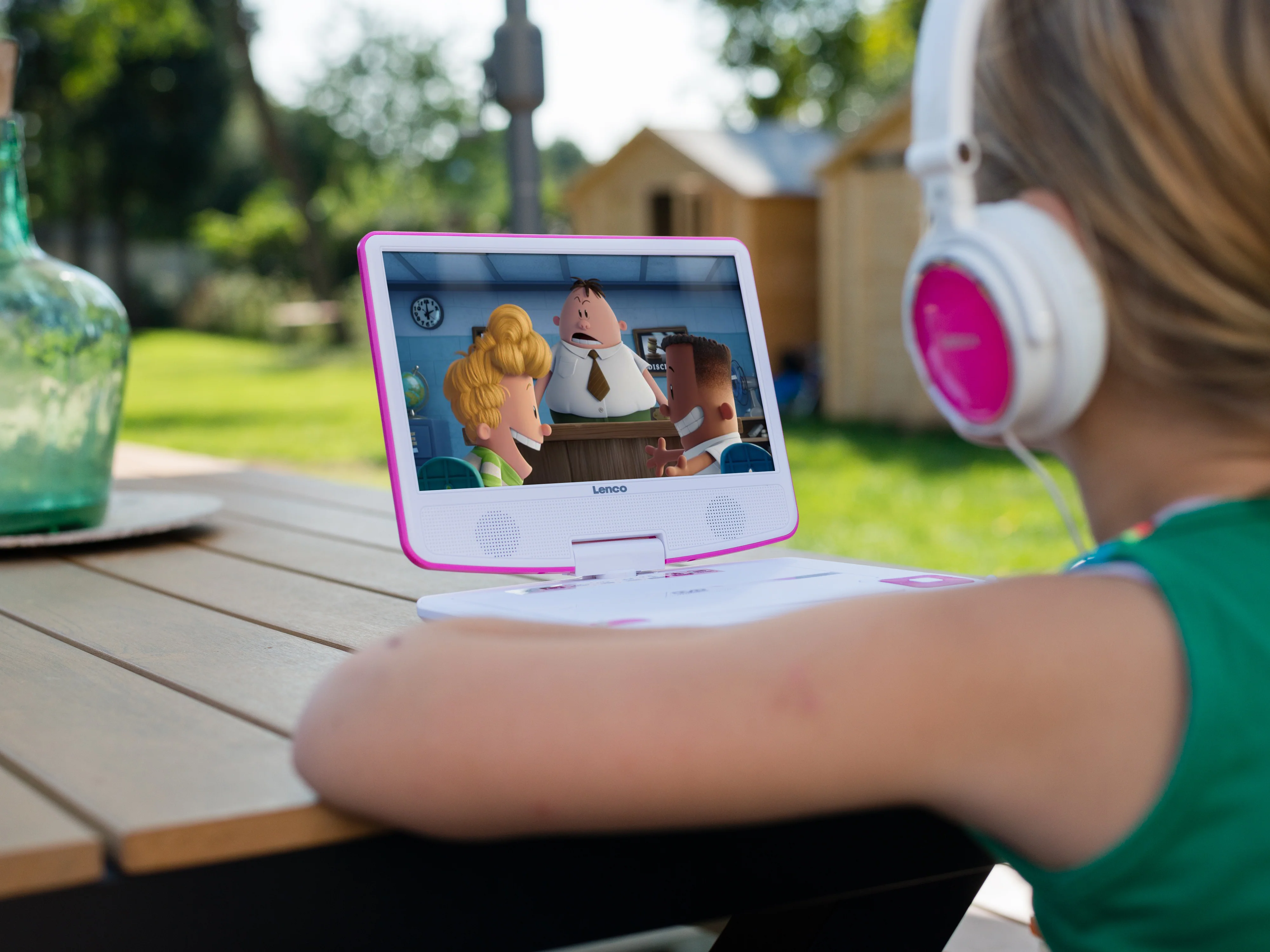 Lenco DVP-910PK - Lecteur DVD portable de 9 pouces avec casque, port USB et dispositif de suspension - Rose/blanc - Image 15