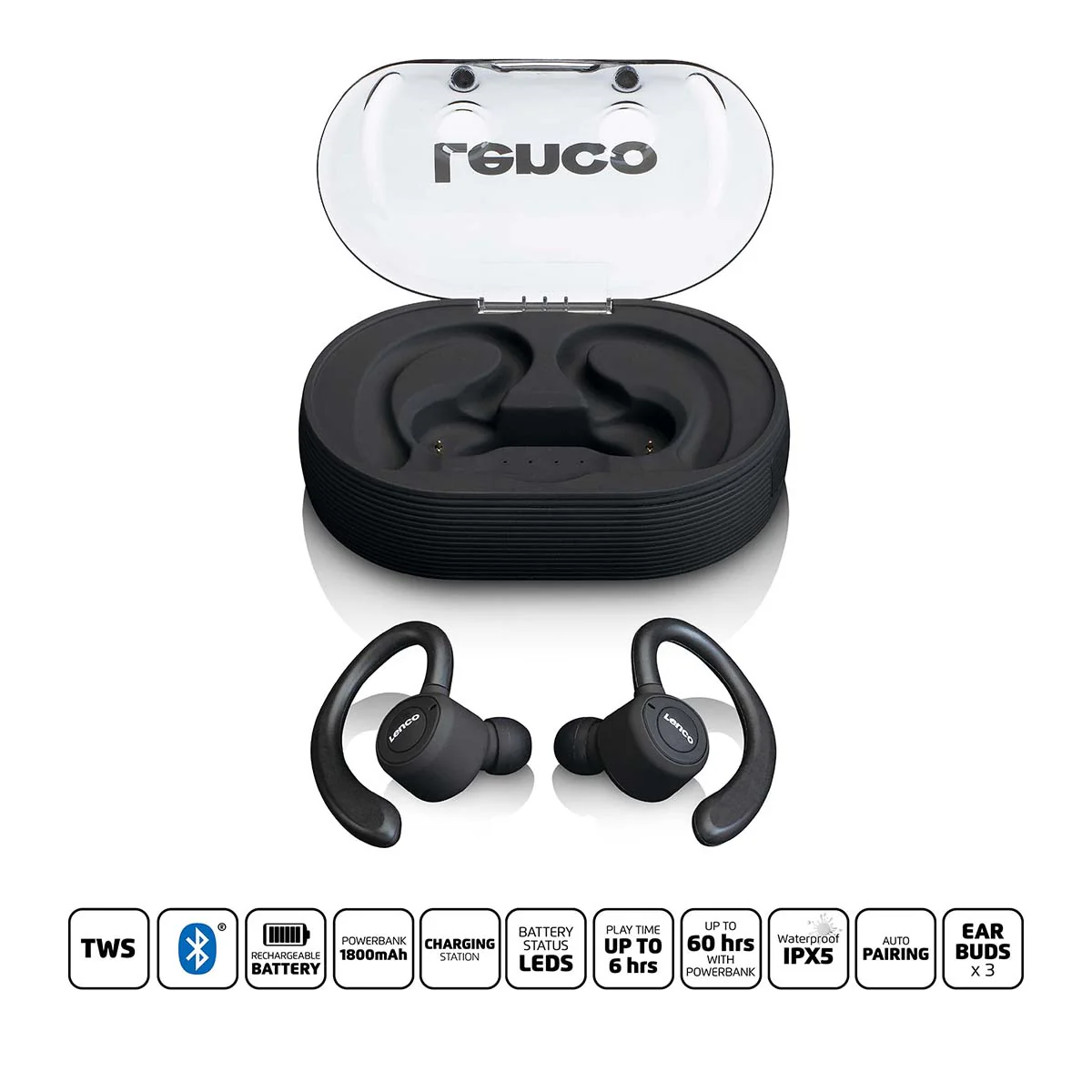 Lenco EPB-460BK - Écouteurs étanches - Noir - Image 10