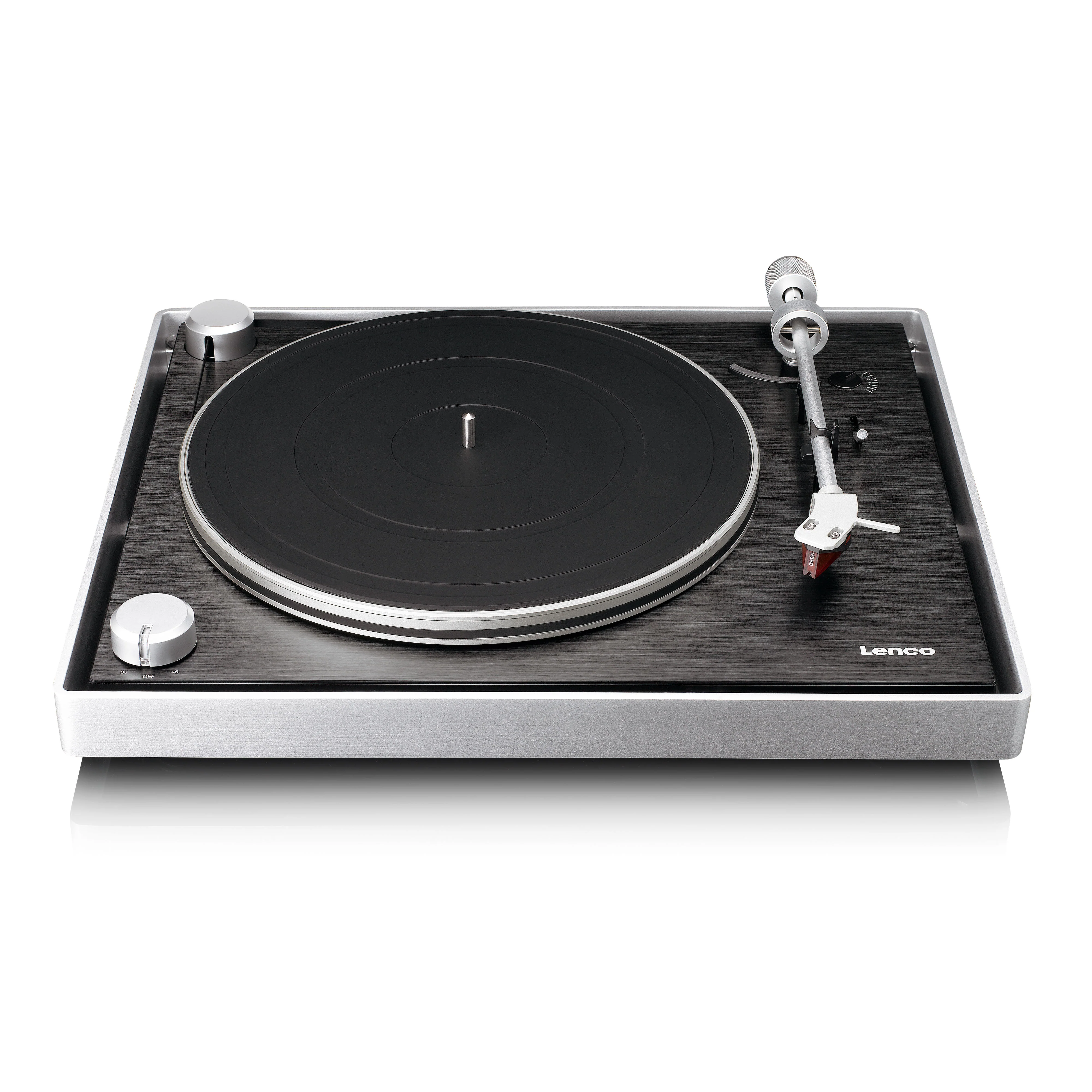 Lenco L-455BK - Platine vinyle avec entraînement par courroie visible, cadre en aluminium brossé et cellule à aimant mobile Ortofon 2M RED - Noir - Image 15