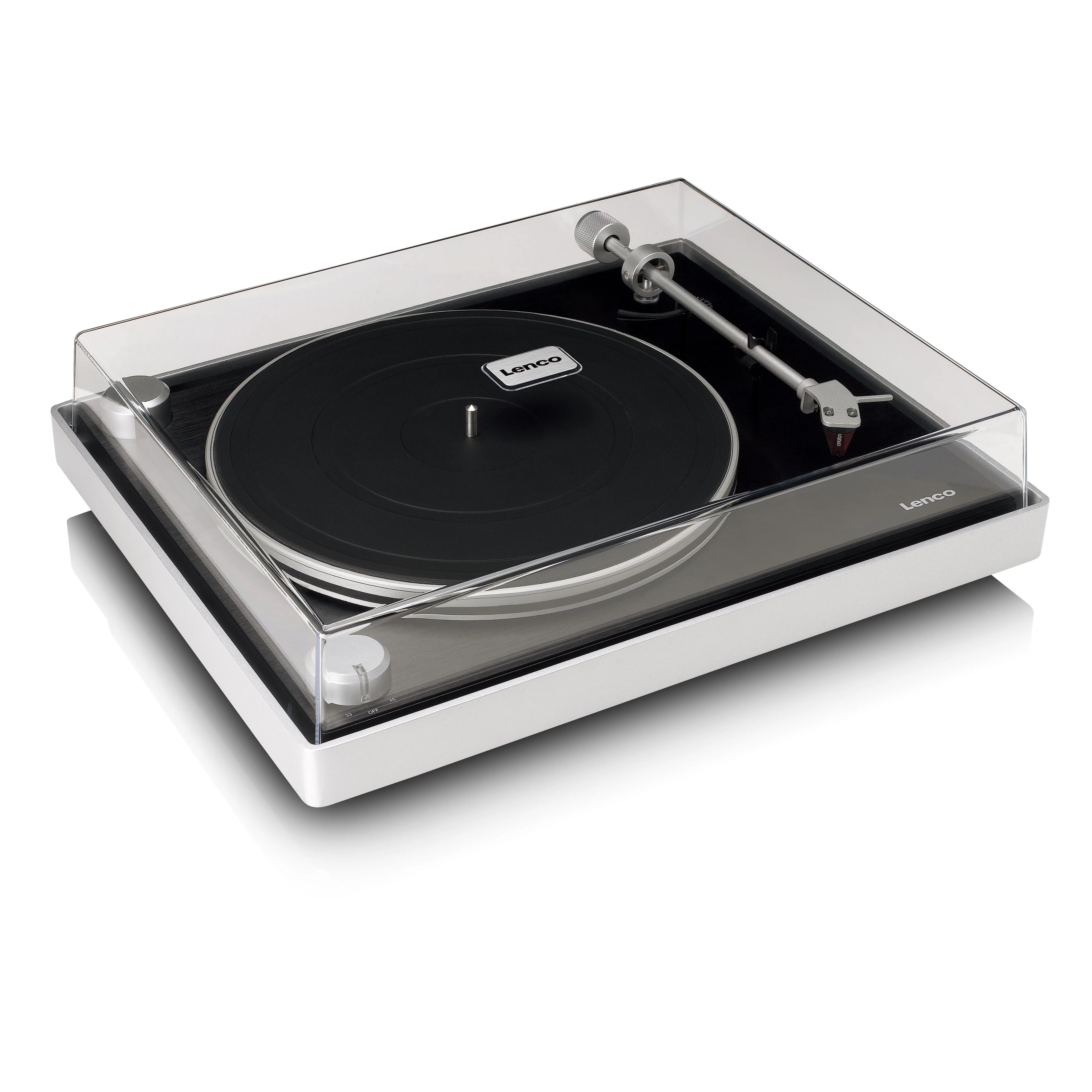 Lenco L-455BK - Platine vinyle avec entraînement par courroie visible, cadre en aluminium brossé et cellule à aimant mobile Ortofon 2M RED - Noir - Image 4