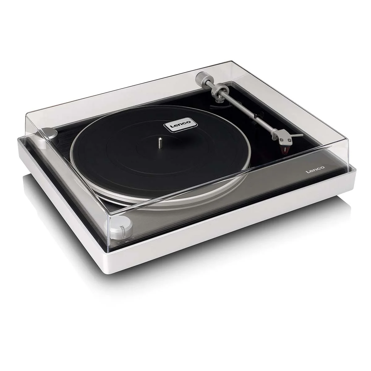 Lenco L-455BK - Platine vinyle avec entraînement par courroie visible, cadre en aluminium brossé et cellule à aimant mobile Ortofon 2M RED - Noir - Image 8