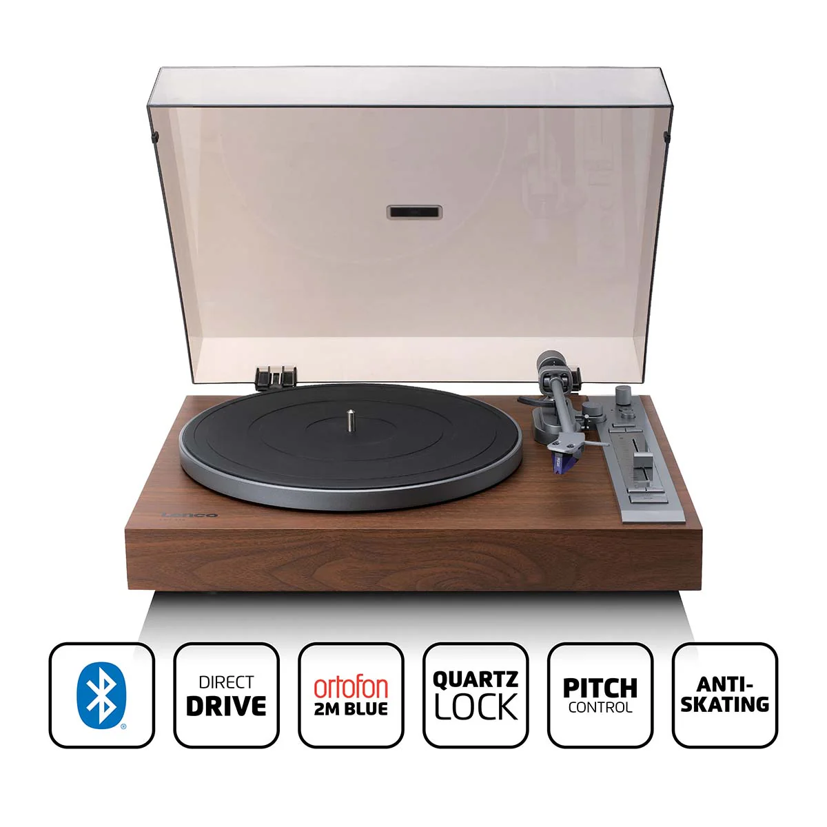 Lenco LBT-515WD - Platine vinyle haut de gamme à entraînement direct avec cellule Ortofon 2M Blue et Bluetooth® - Bois - Image 14