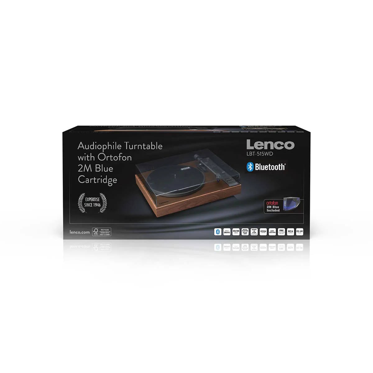 Lenco LBT-515WD - Platine vinyle haut de gamme à entraînement direct avec cellule Ortofon 2M Blue et Bluetooth® - Bois - Image 15