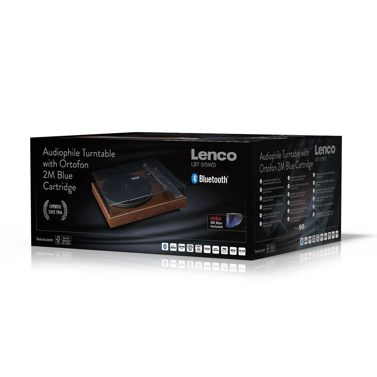 Lenco LBT-515WD - Platine vinyle haut de gamme à entraînement direct avec cellule Ortofon 2M Blue et Bluetooth® - Bois - Image 16