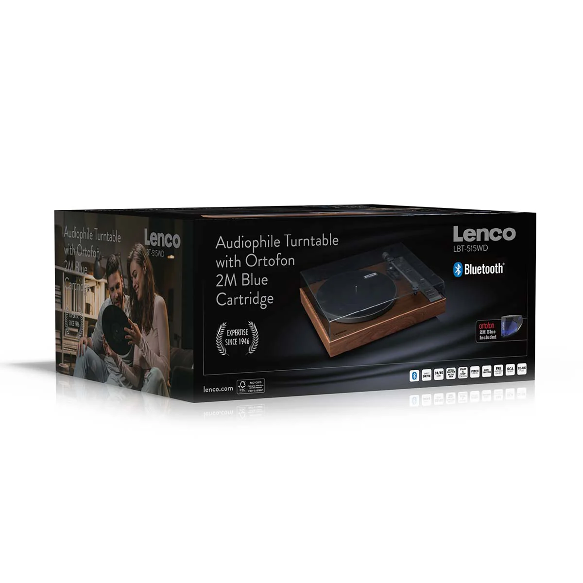 Lenco LBT-515WD - Platine vinyle haut de gamme à entraînement direct avec cellule Ortofon 2M Blue et Bluetooth® - Bois - Image 17