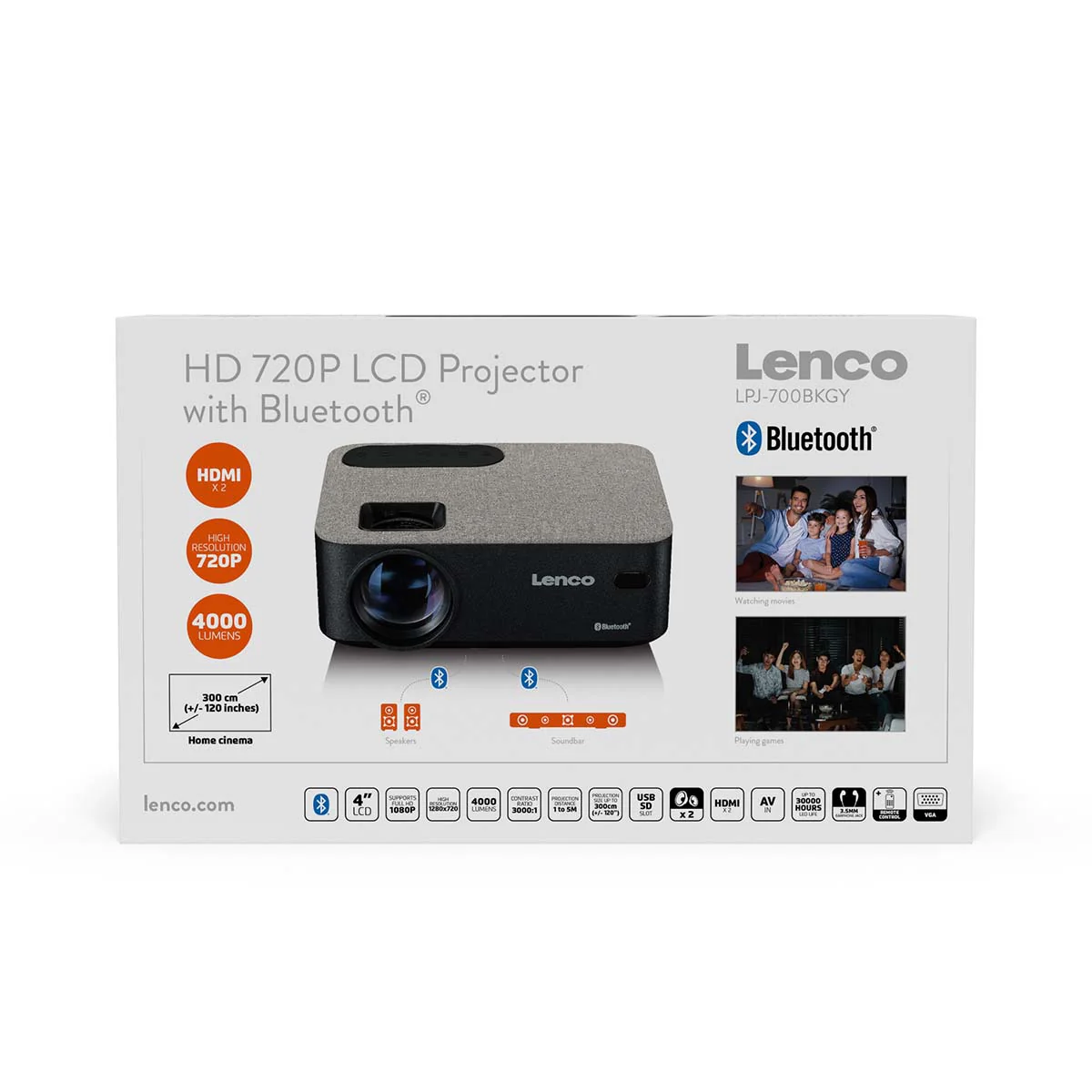 Lenco LPJ-700BKGY - Projecteur LCD avec Bluetooth® - Image 14