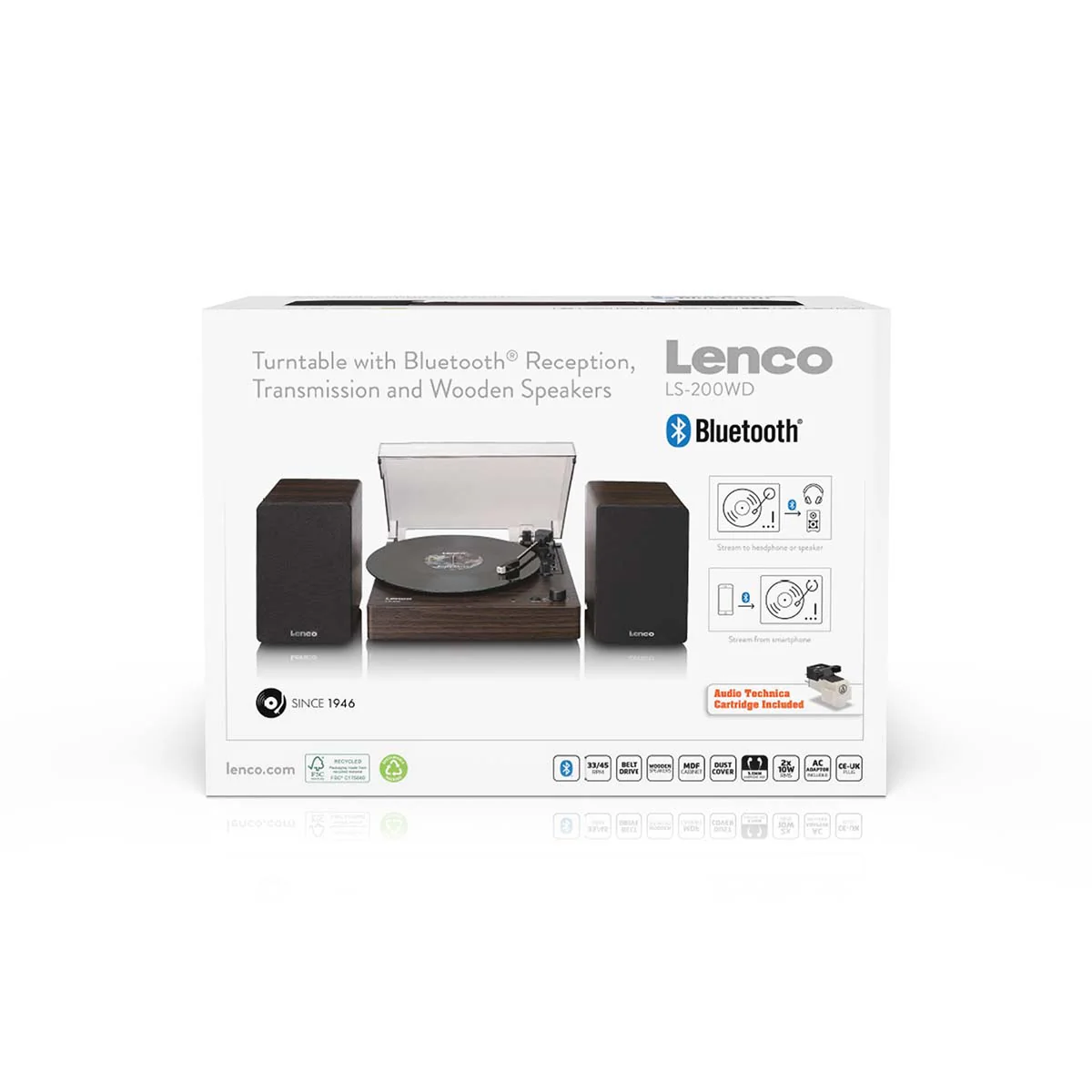 LENCO LS-200WD - Platine vinyle avec Bluetooth® - Deux haut-parleurs externes et amplificateur stéréo intégré - Bois - Image 9