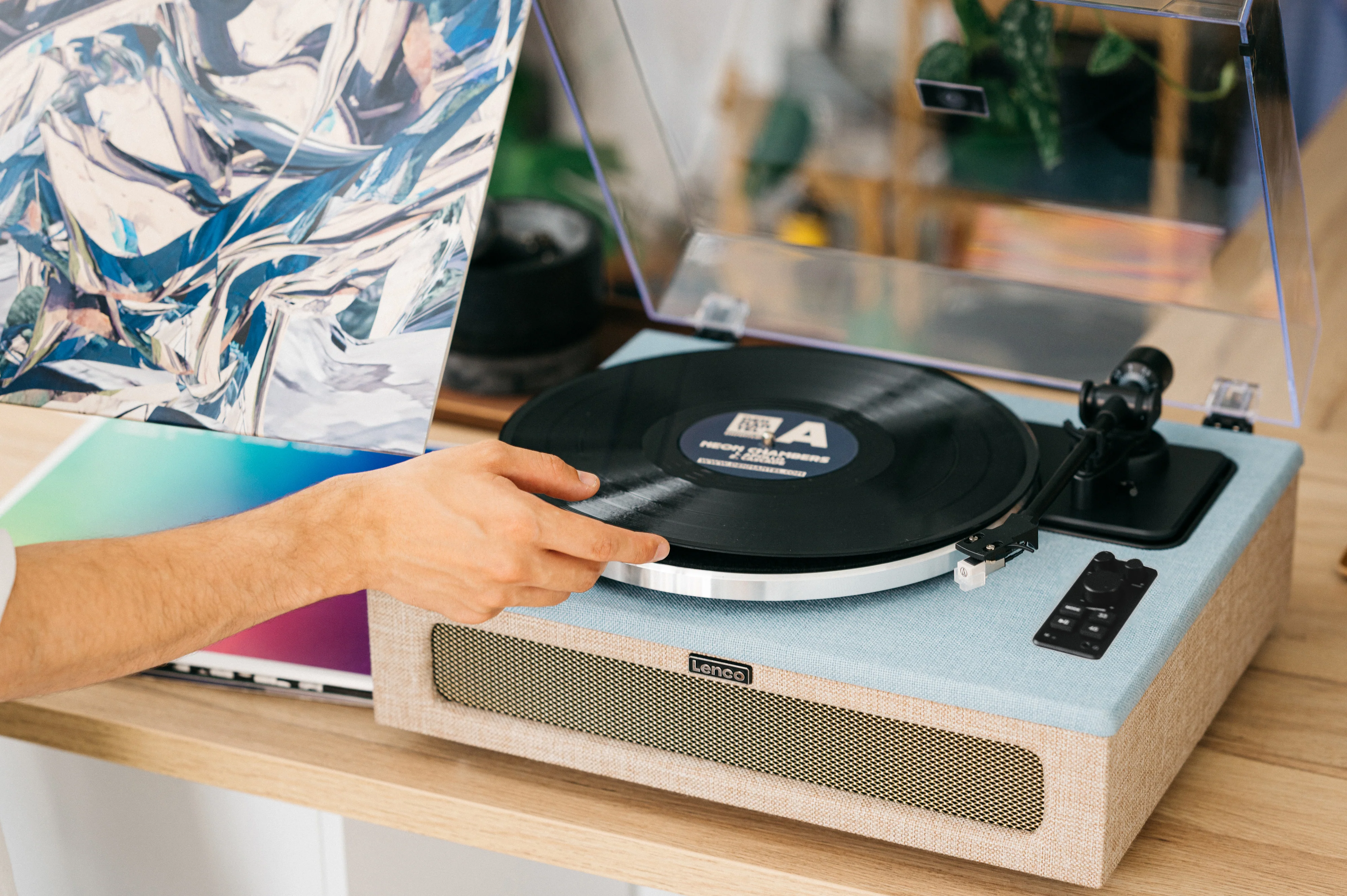 Lenco LS-440BUBG - Platine vinyle avec 4 haut-parleurs incorporés -  Bleu/Taupe - Image 16