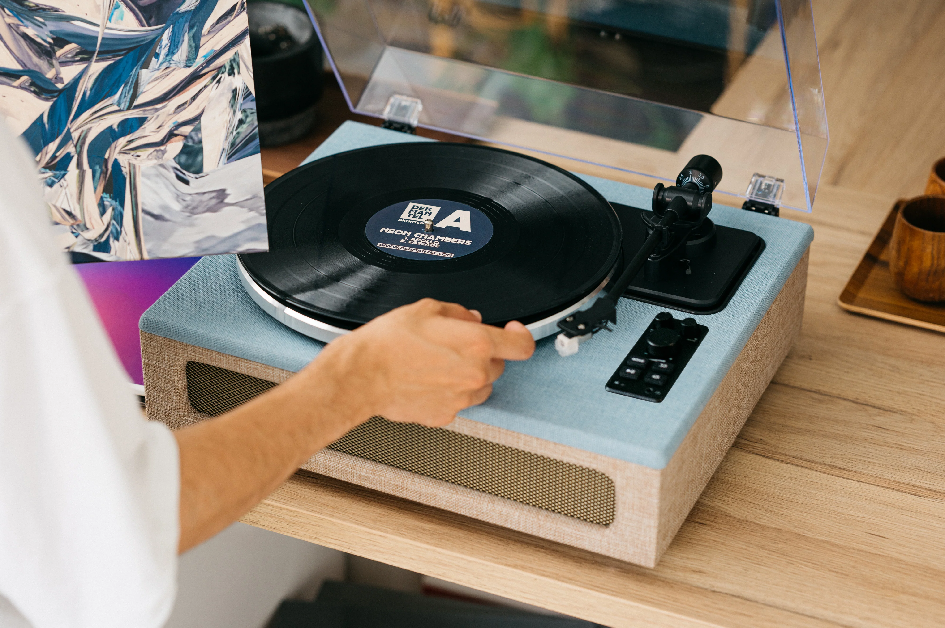 Lenco LS-440BUBG - Platine vinyle avec 4 haut-parleurs incorporés -  Bleu/Taupe - Image 27