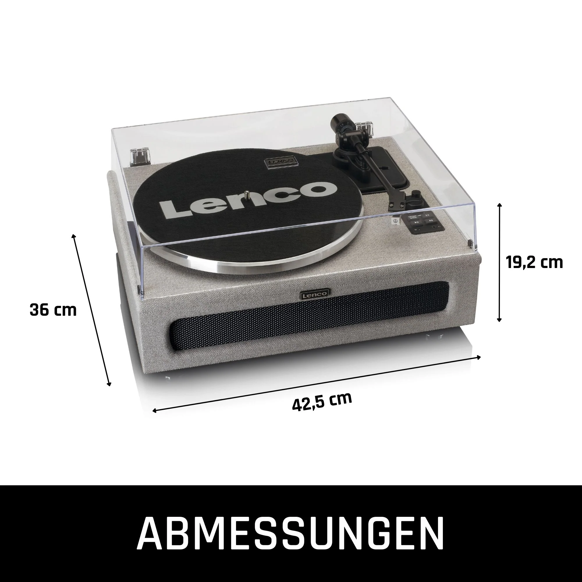 Lenco LS-440GY - Platine vinyle avec 4 haut-parleurs incorporés - Tissu - Gris - Image 17