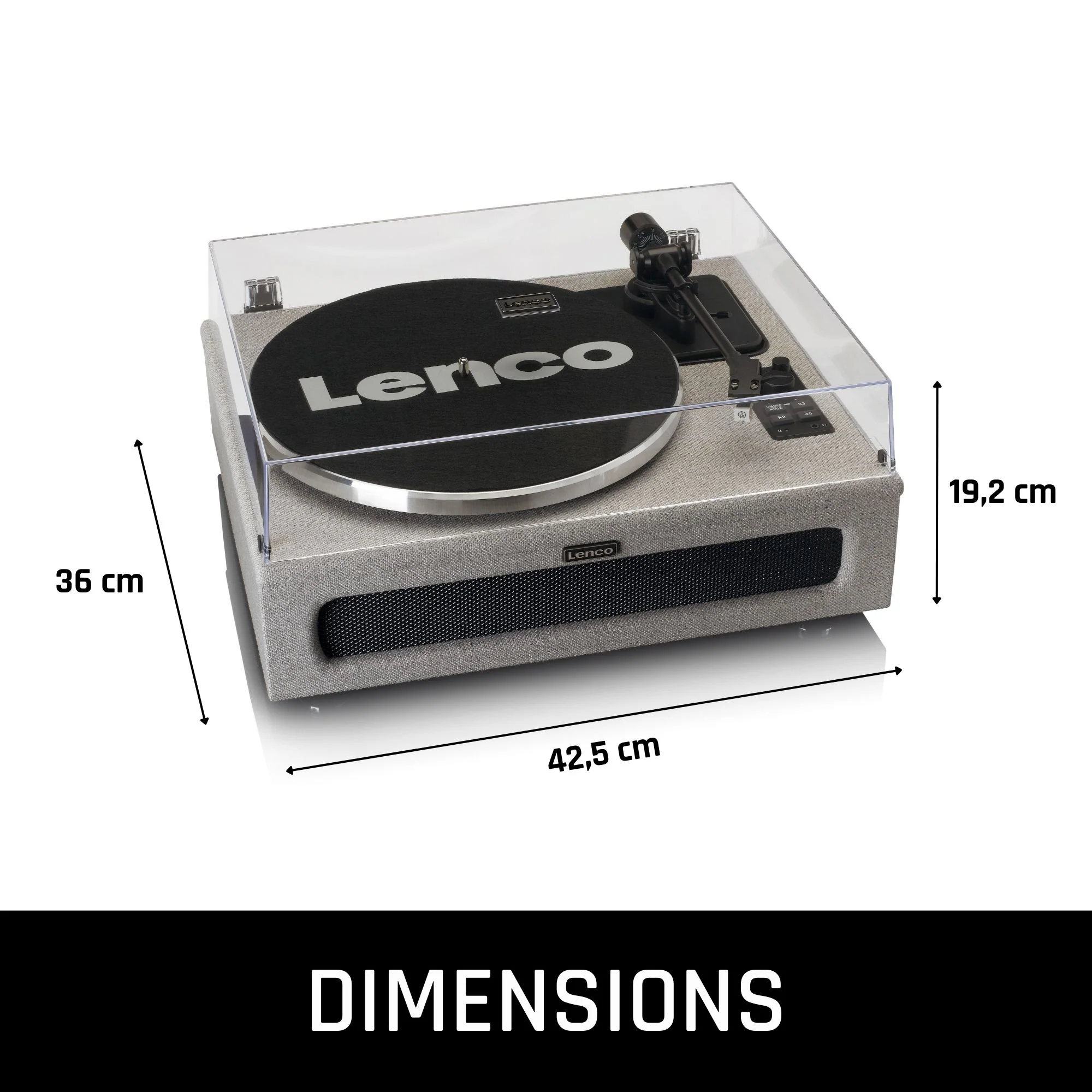 Lenco LS-440GY - Platine vinyle avec 4 haut-parleurs incorporés - Tissu - Gris - Image 18
