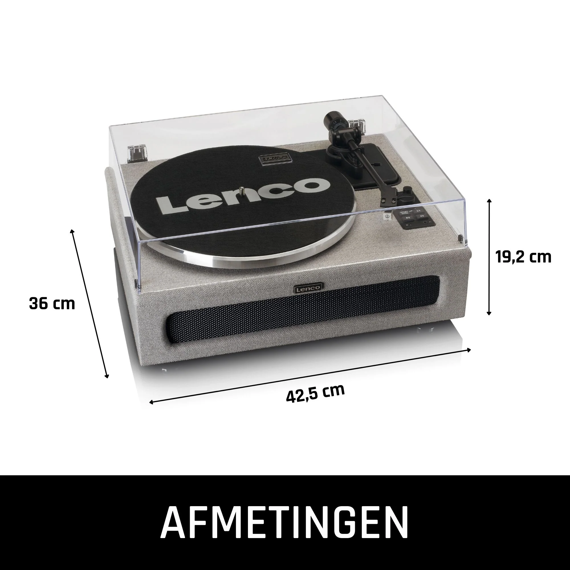 Lenco LS-440GY - Platine vinyle avec 4 haut-parleurs incorporés - Tissu - Gris - Image 19