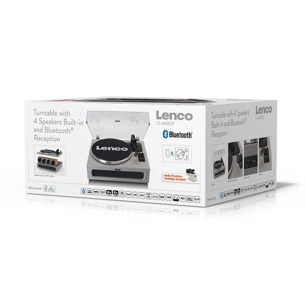 Lenco LS-440GY - Platine vinyle avec 4 haut-parleurs incorporés - Tissu - Gris - Image 21