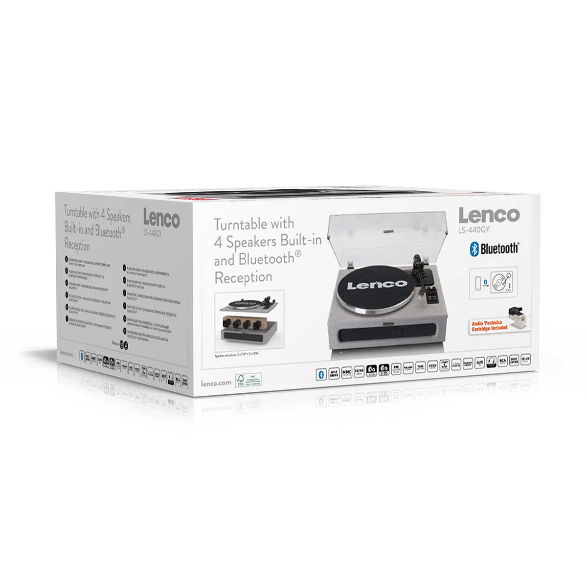 Lenco LS-440GY - Platine vinyle avec 4 haut-parleurs incorporés - Tissu - Gris - Image 22