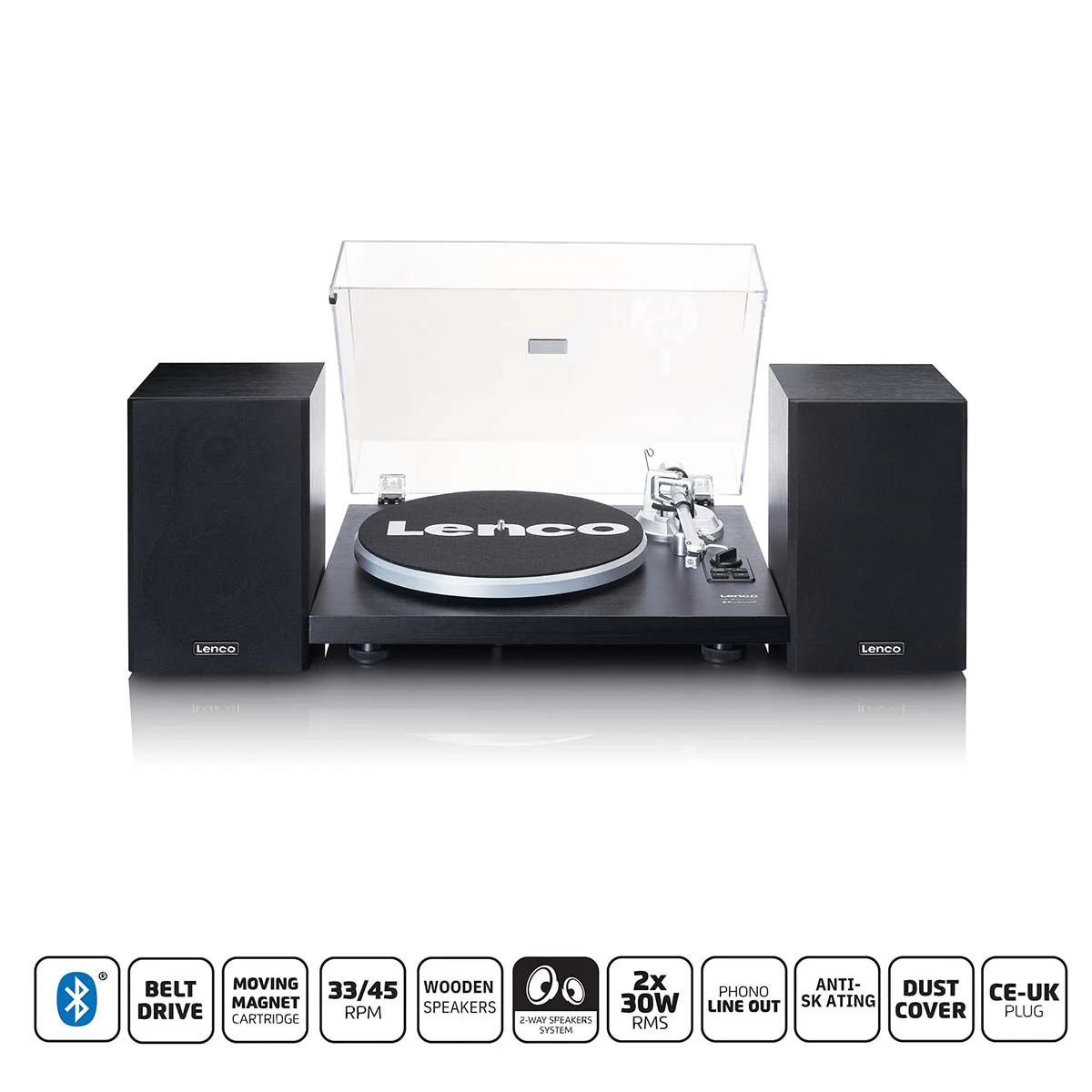 Lenco LS-500BK - Platine avec amplificateur intégré, Bluetooth® et deux enceintes externes - Noir - Image 12