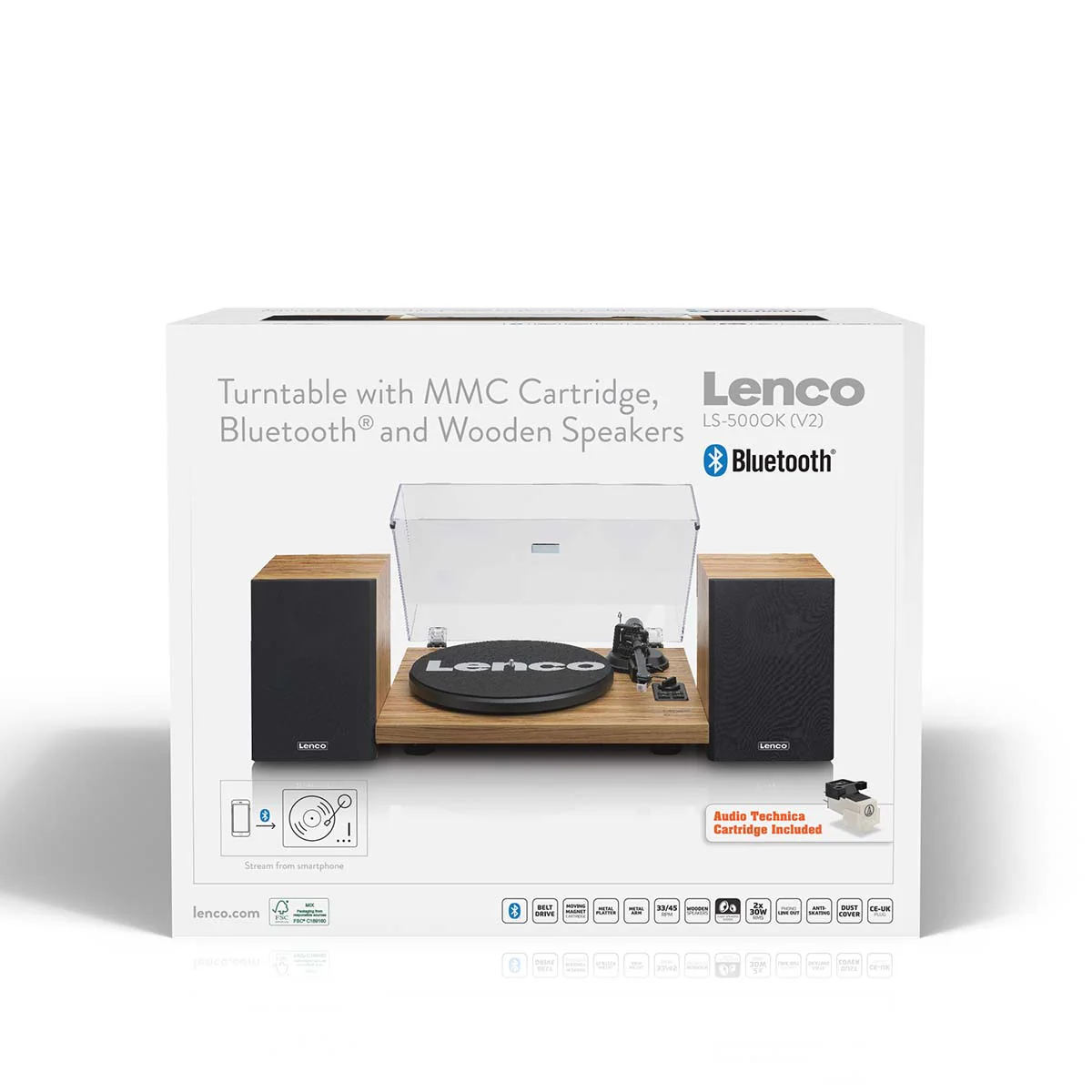 Lenco LS-500OK - Platine avec amplificateur intégré, Bluetooth® et deux enceintes externes - Bois - Image 13