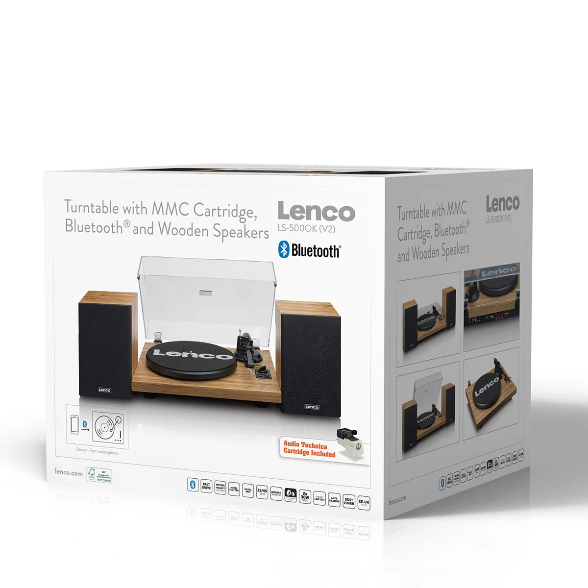 Lenco LS-500OK - Platine avec amplificateur intégré, Bluetooth® et deux enceintes externes - Bois - Image 14
