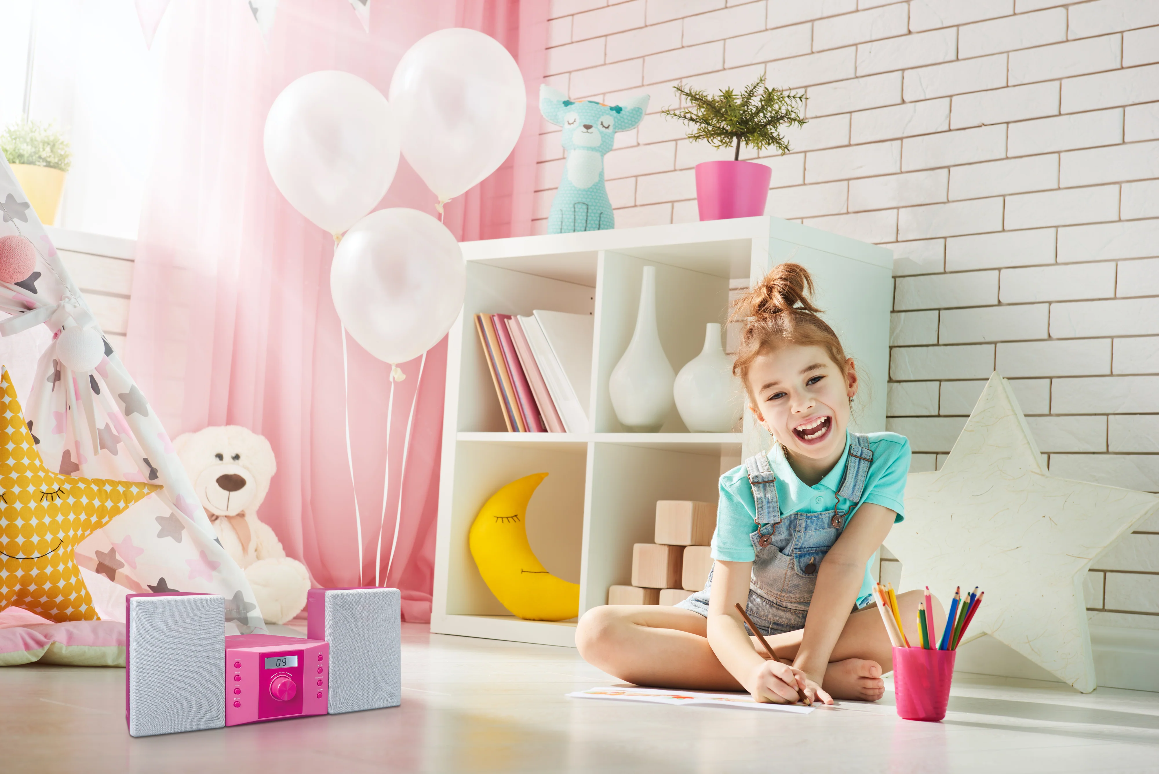 Lenco MC-013PK - Chaîne HiFi avec radio FM et lecteur CD - Rose - Image 13