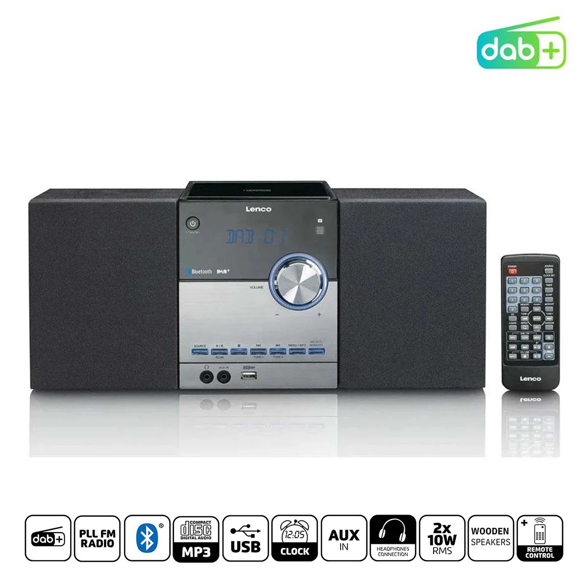 Lenco MC-150 - Chaîne stéréo avec radio DAB+/FM, lecteur CD, connexion Bluetooth® et prise USB - Noir - Image 13