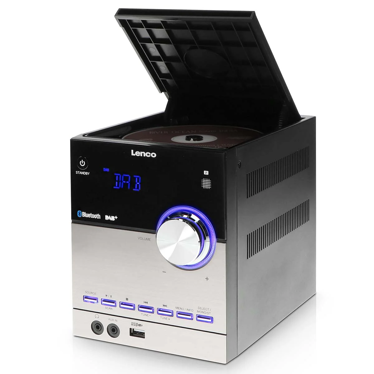 Lenco MC-150 - Chaîne stéréo avec radio DAB+/FM, lecteur CD, connexion Bluetooth® et prise USB - Noir - Image 4