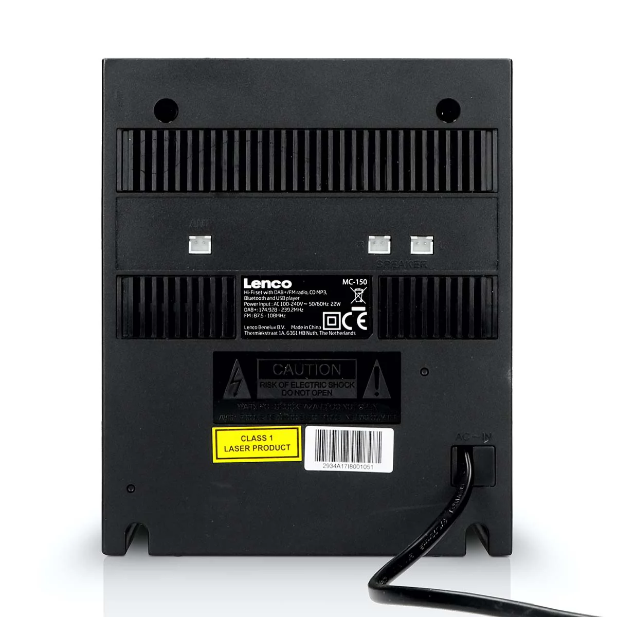 Lenco MC-150 - Chaîne stéréo avec radio DAB+/FM, lecteur CD, connexion Bluetooth® et prise USB - Noir - Image 8