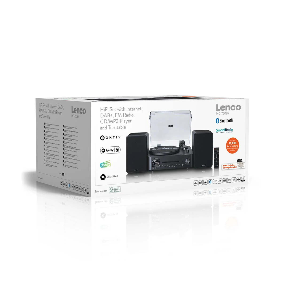 Lenco MC-760BK - Chaîne hi-fi avec platine vinyle et haut-parleurs - Radio Internet, DAB+, FM, Bluetooth®, lecteur CD/MP3 - Noir - Image 13